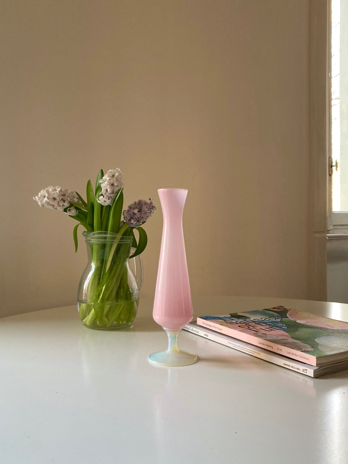 Pink opaline glass vase