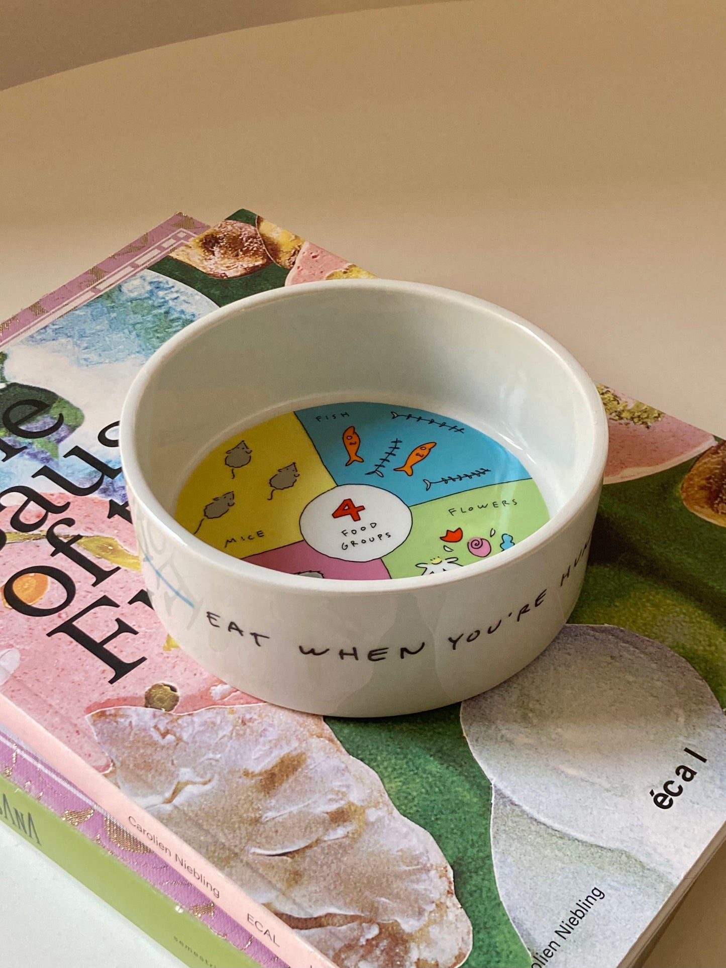 Illustrated ceramic cat bowl