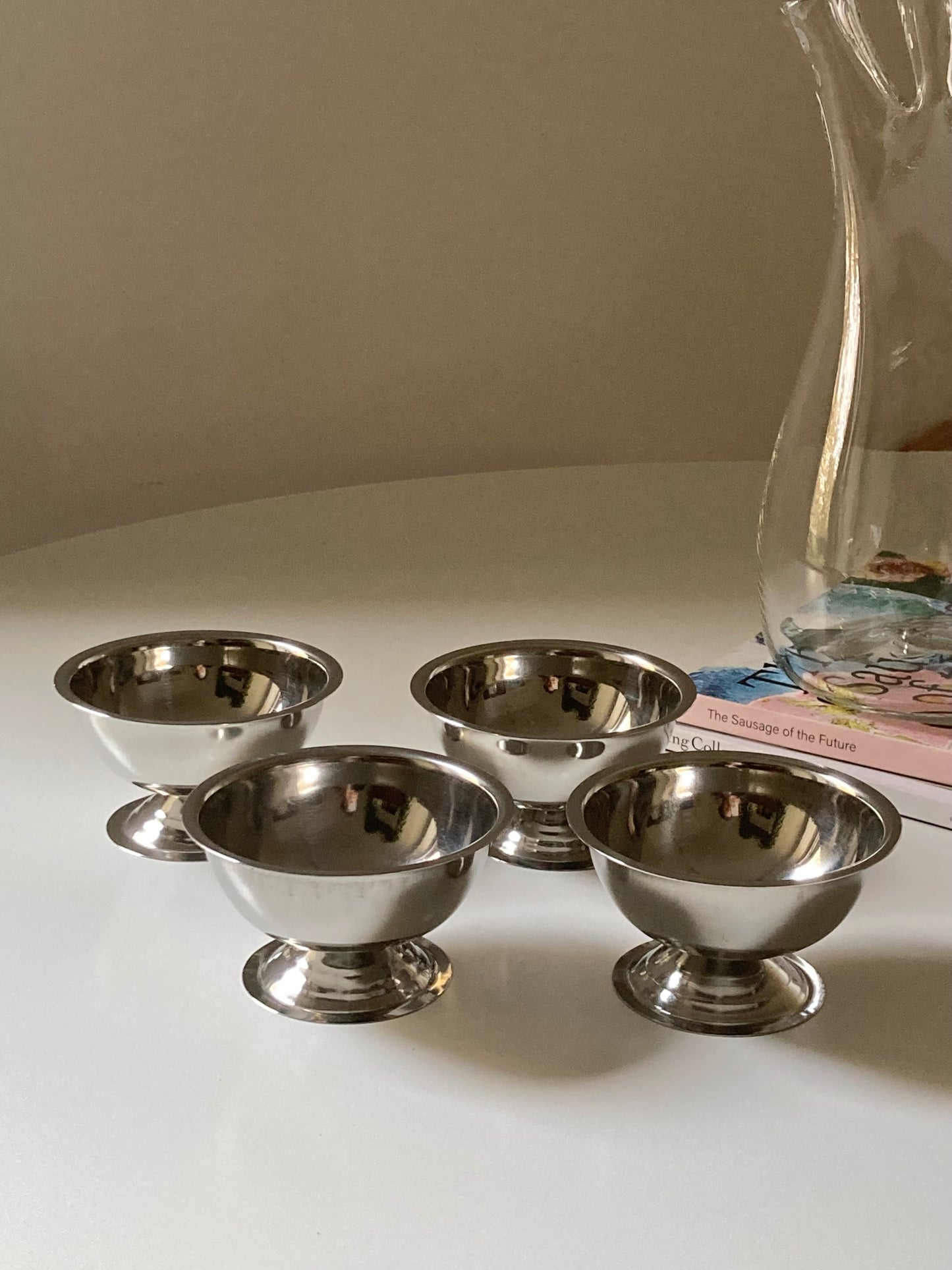 Set 4 coppette vintage in acciaio