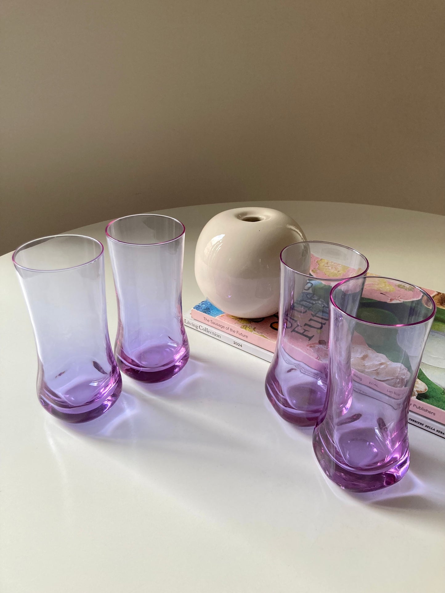 Ensemble de 4 grands verres en verre alexandrite