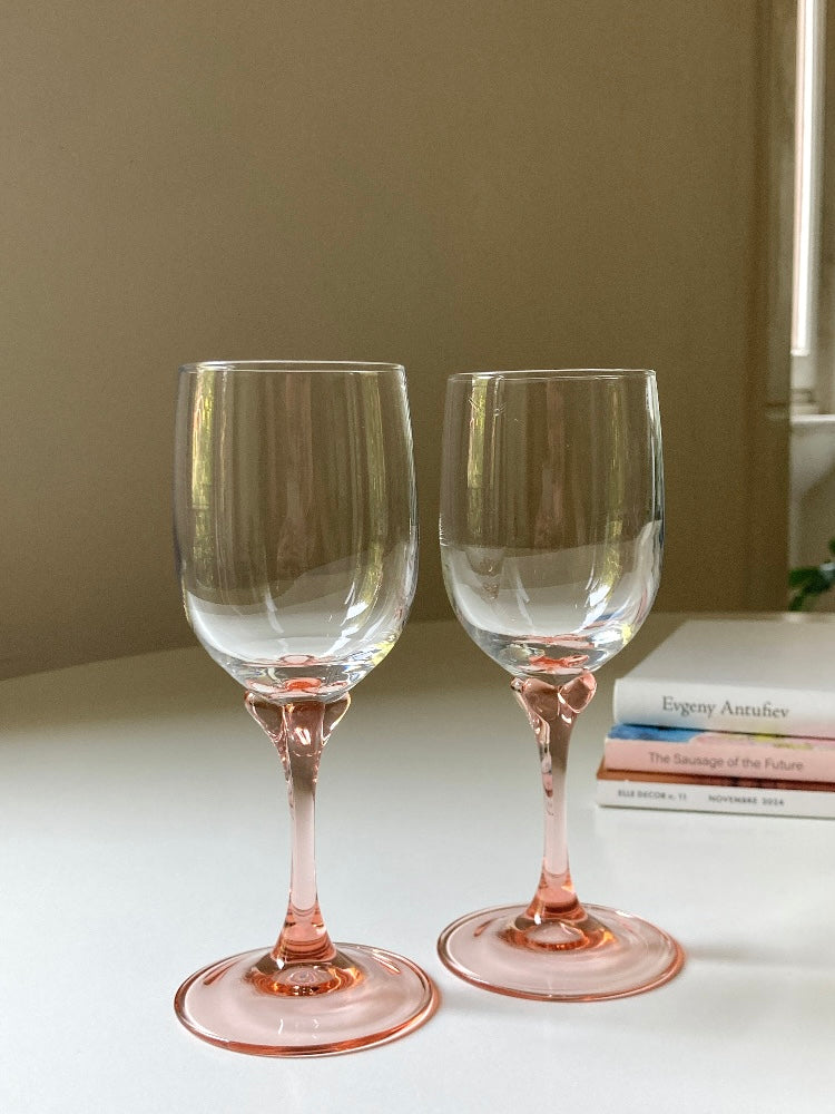 Set di 8 calici vintage con stelo rosa
