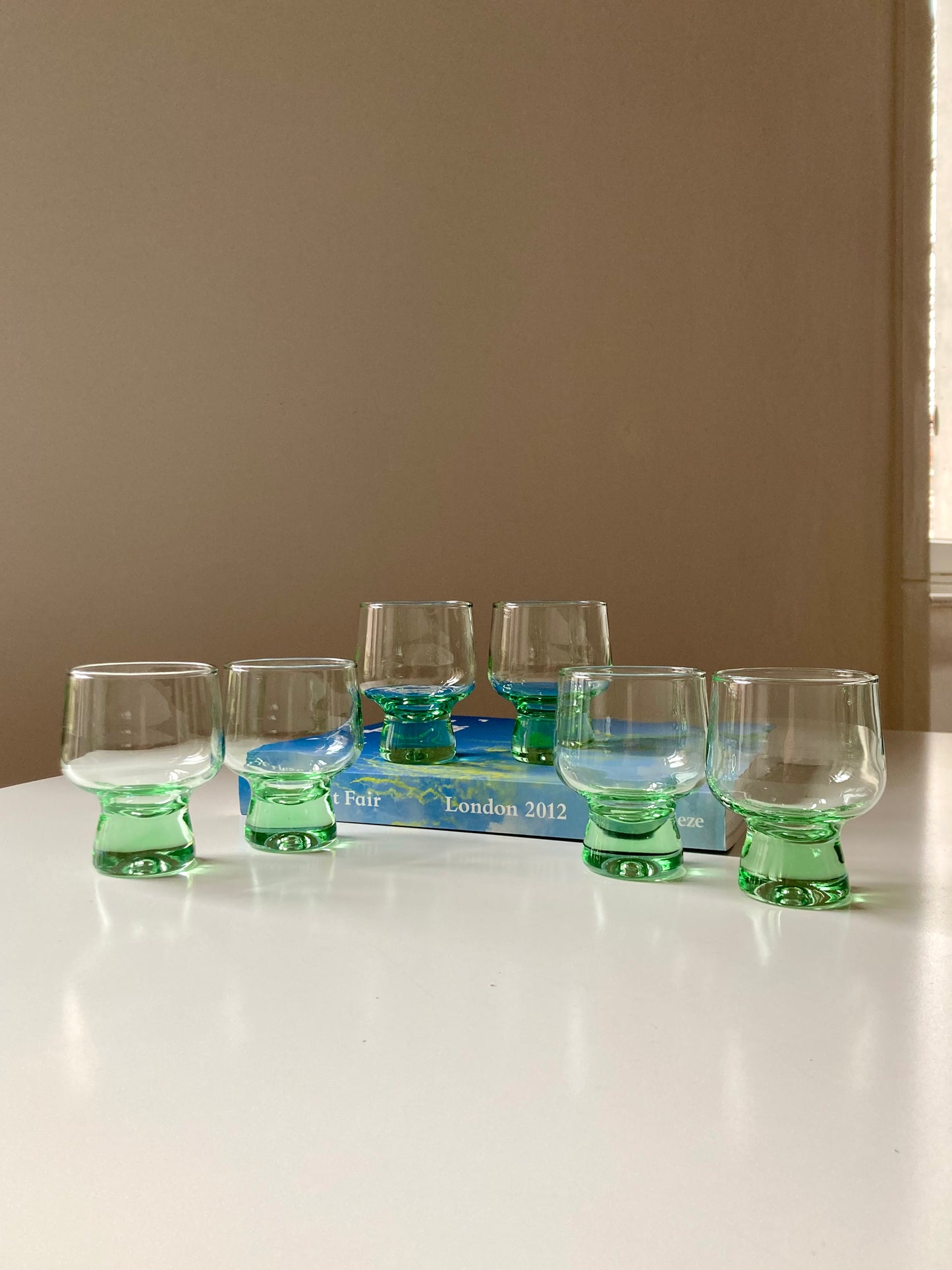 Set of 6 vintage green glasses