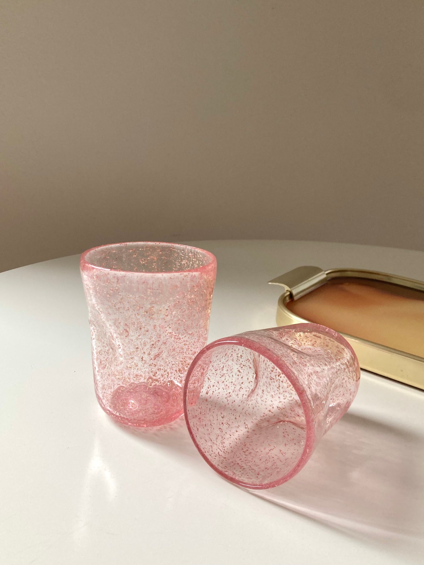Set di goti veneziani rosa con glitter oro