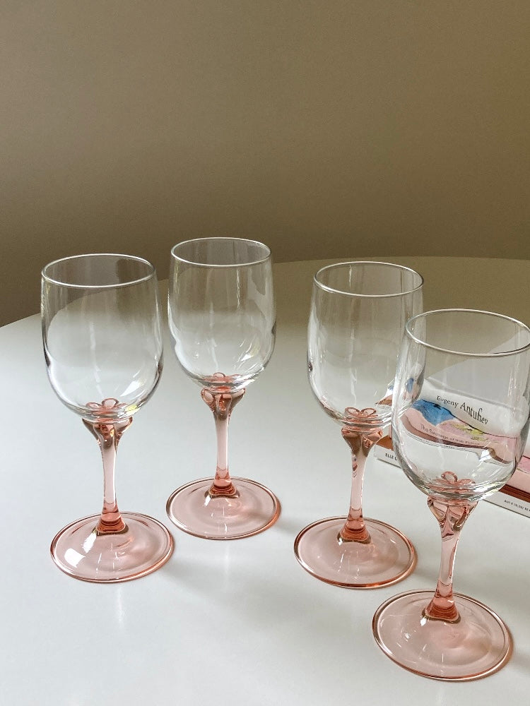 Set di 8 calici vintage con stelo rosa