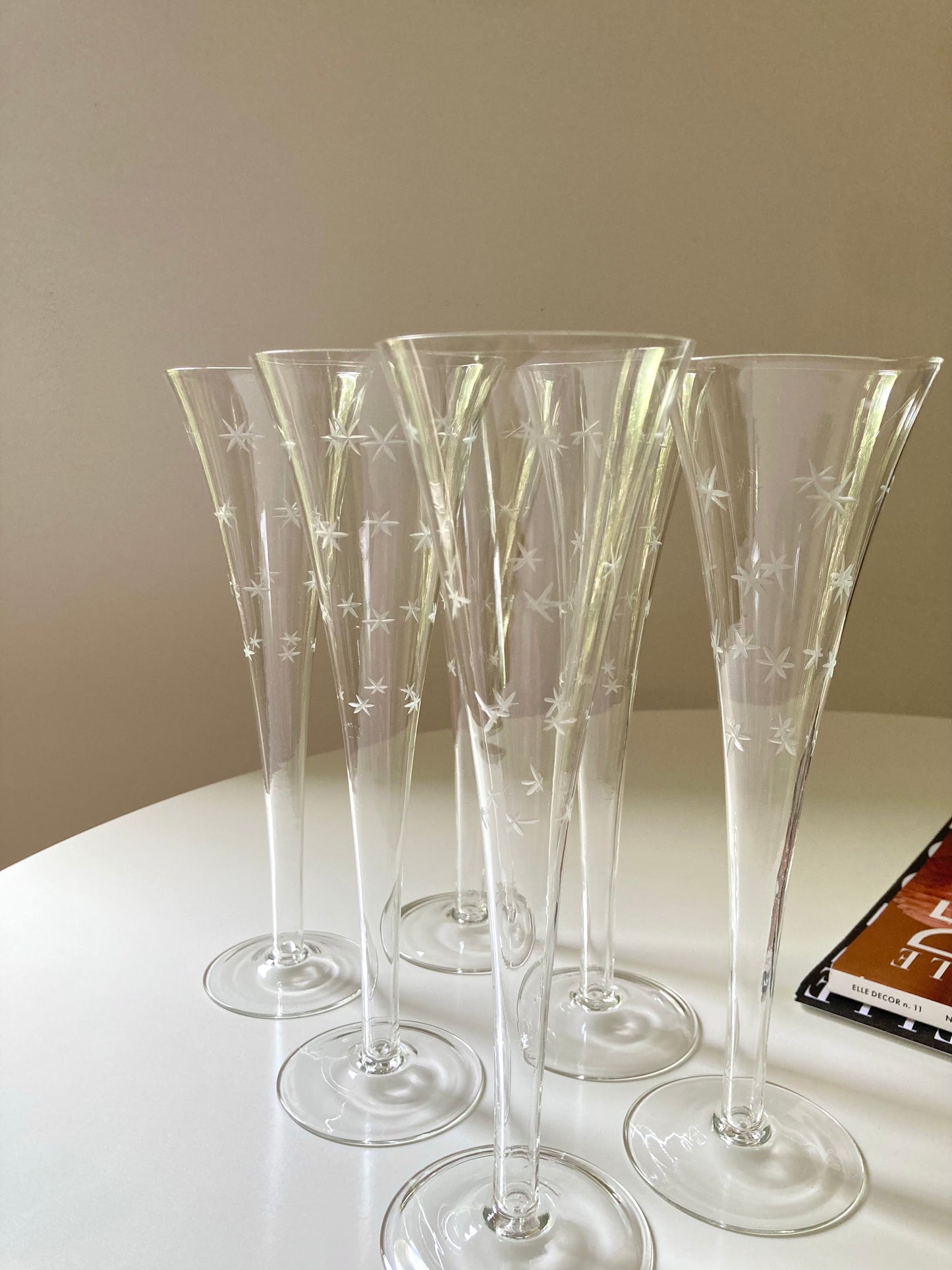 Set di 6 flute vintage con stelline