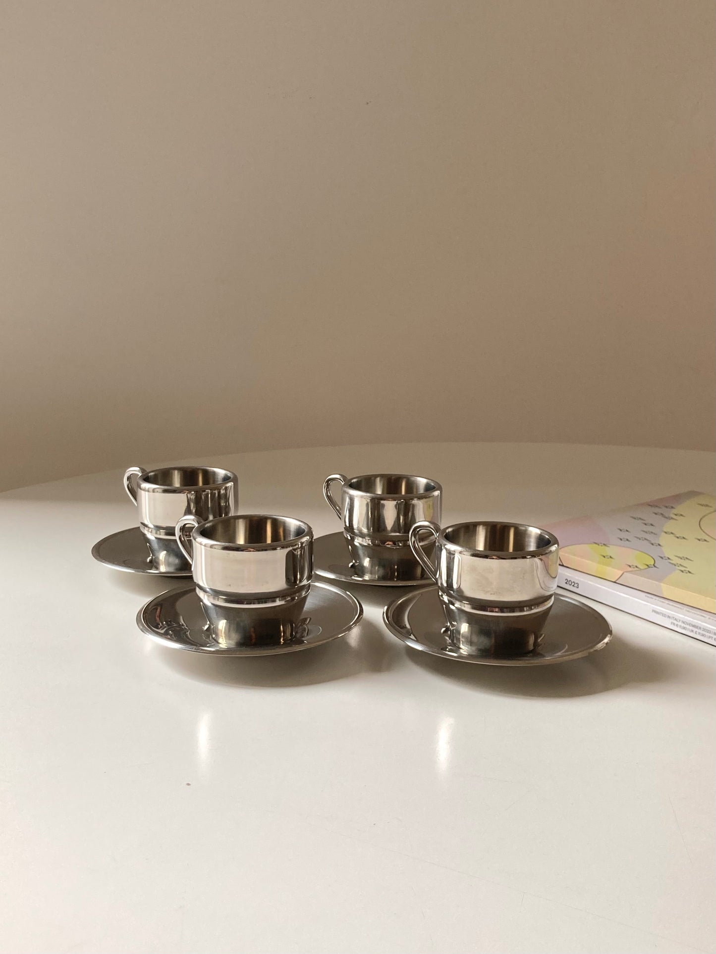 Set of 6 steel coffee cups