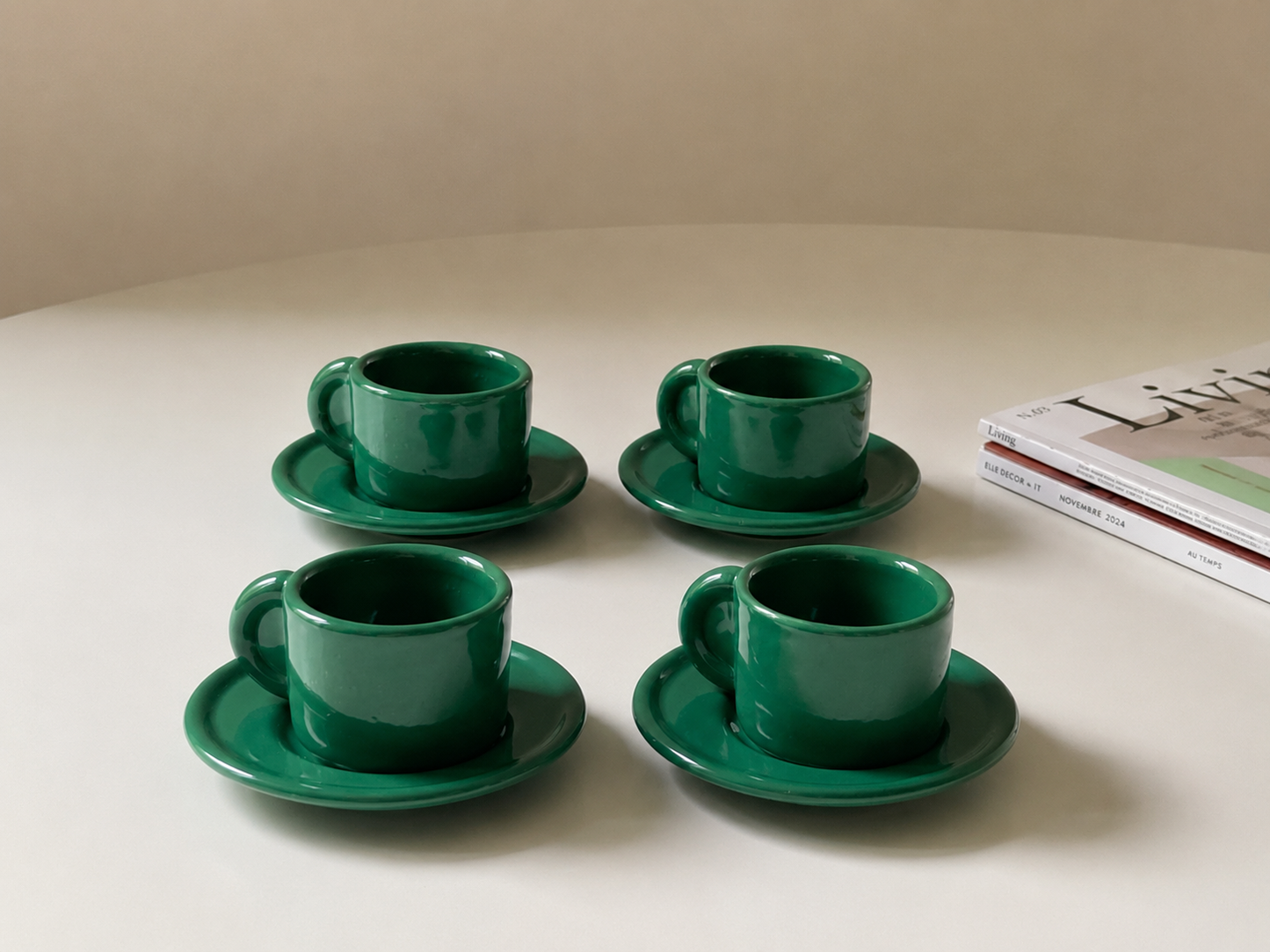 Set 4 tazzine da caffè verde bosco
