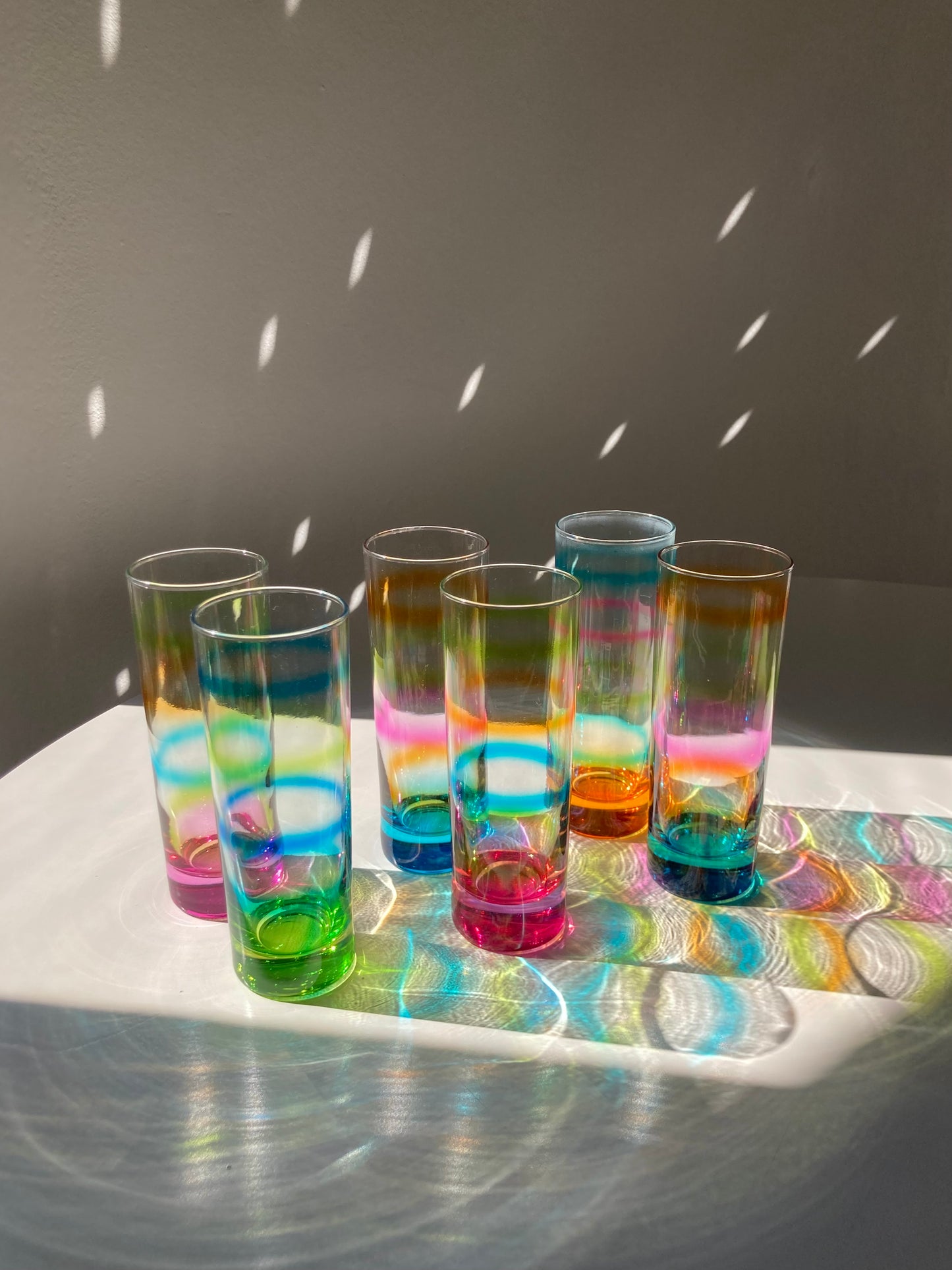 Set of 6 colored tall glasses