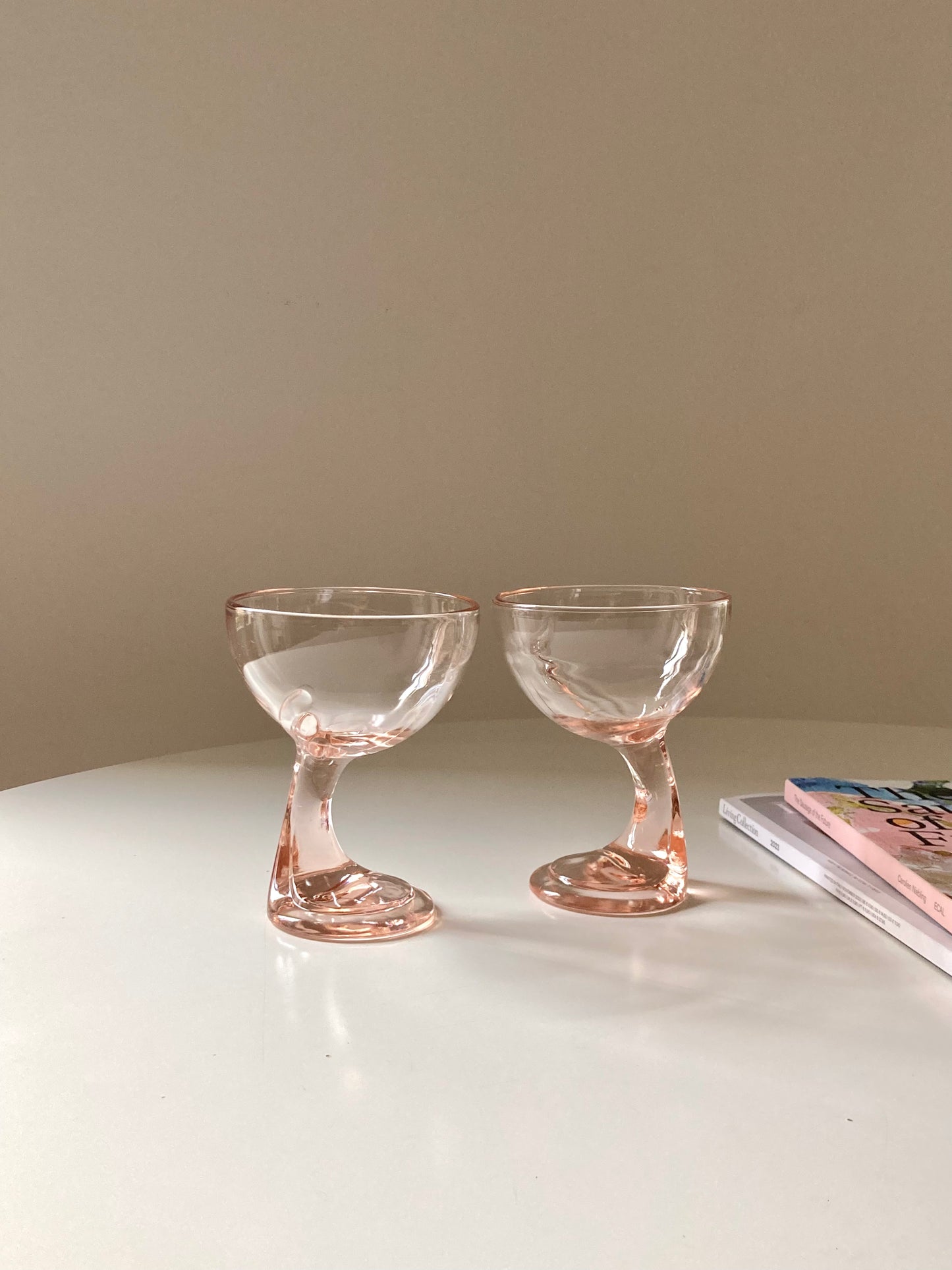 Pink glass dessert cups