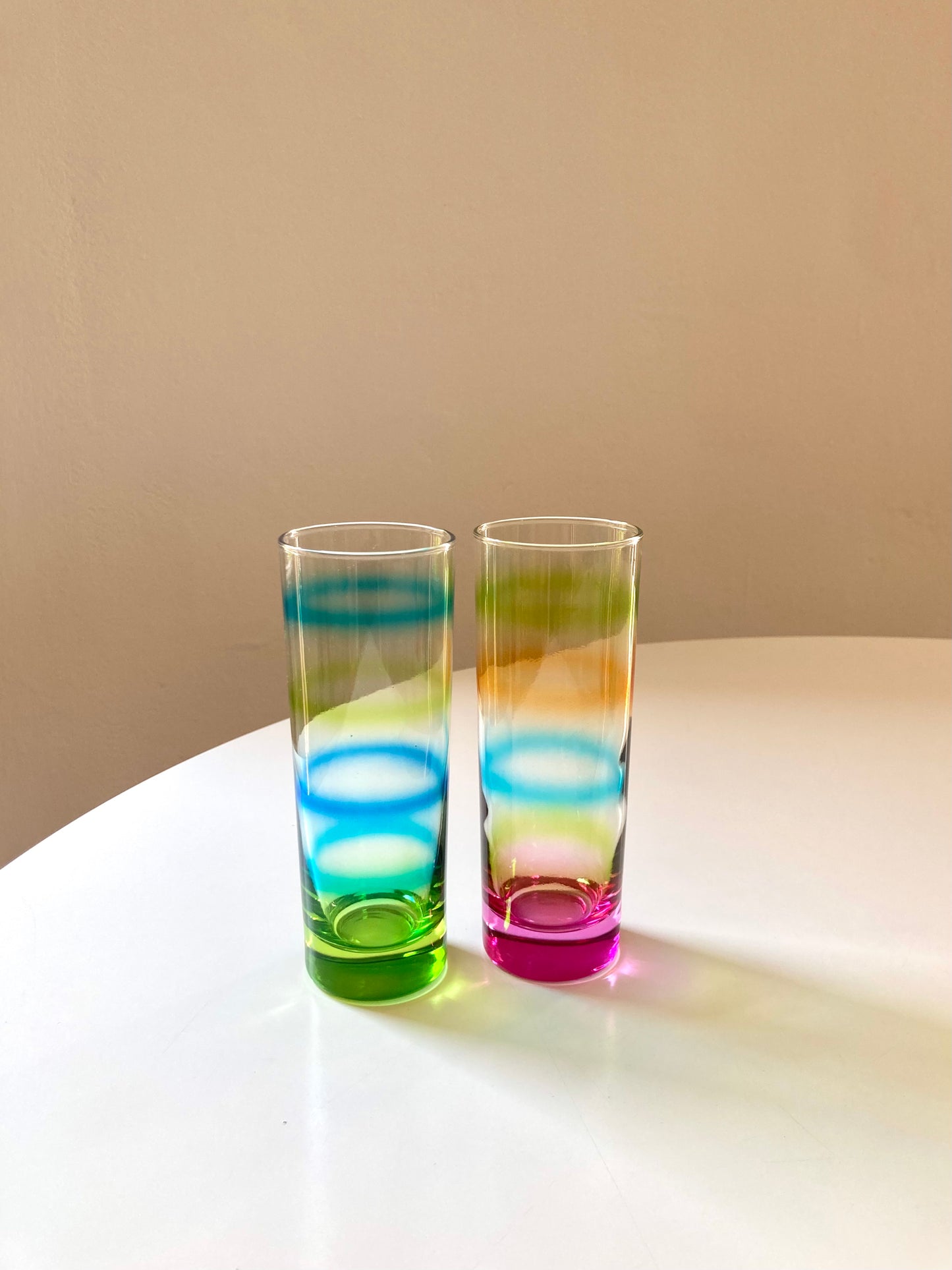 Set of 6 colored tall glasses