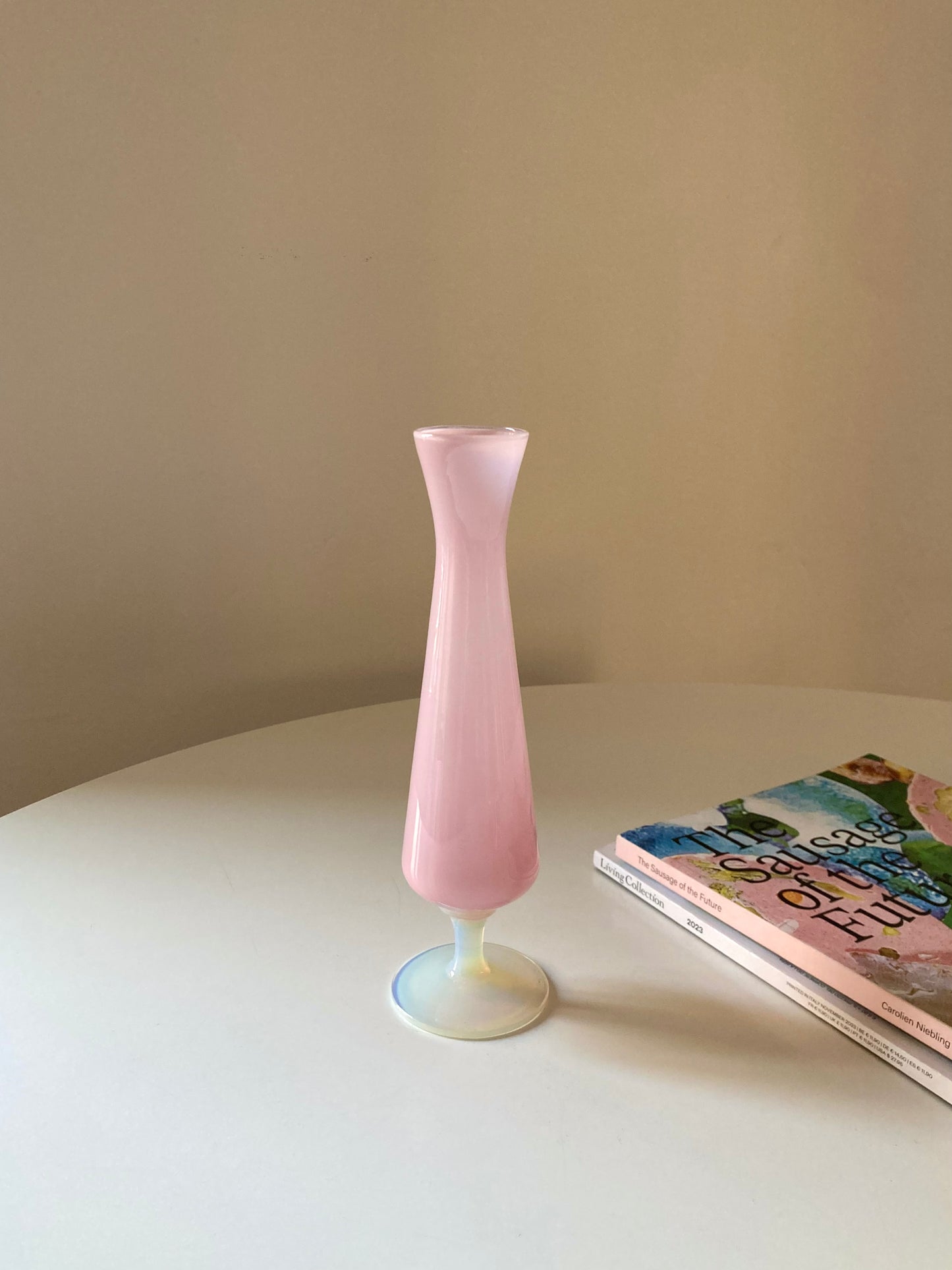 Pink opaline glass vase