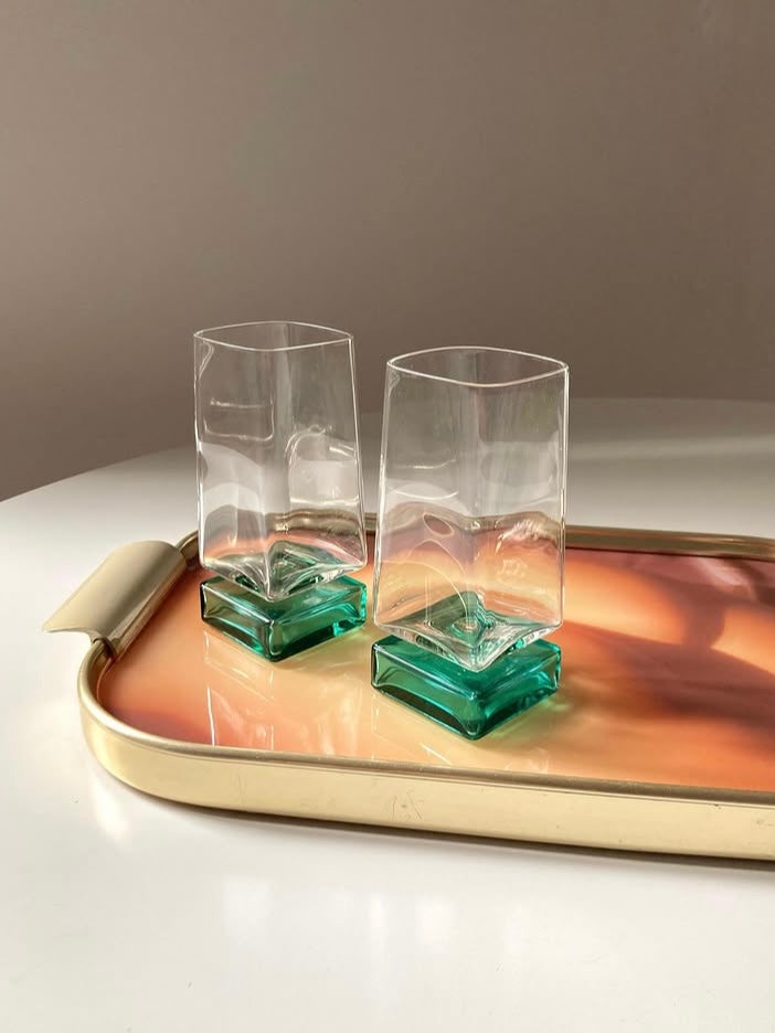 Set 4 bicchieri Bormioli con base quadrata