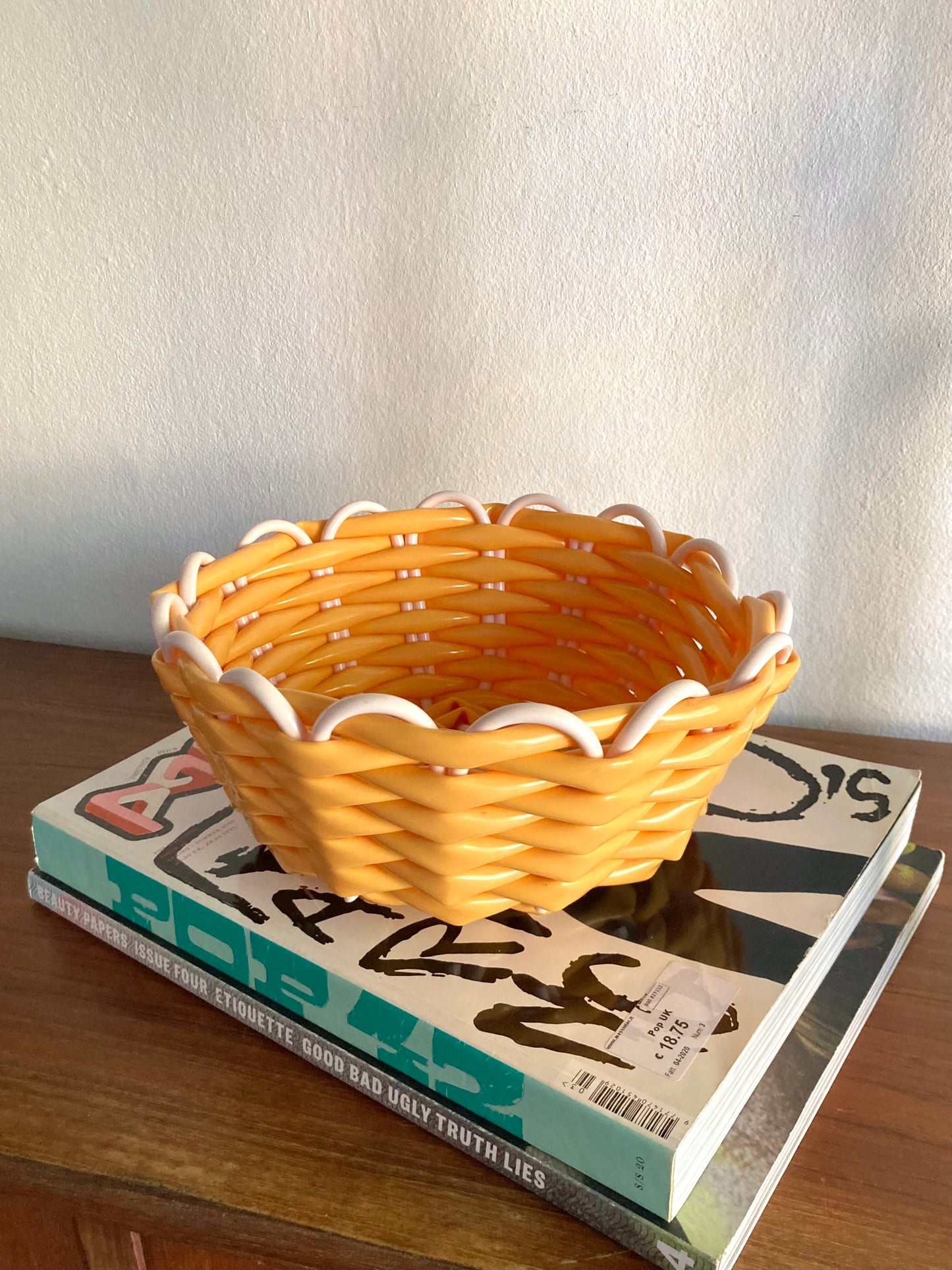 Handmade plastic woven basket