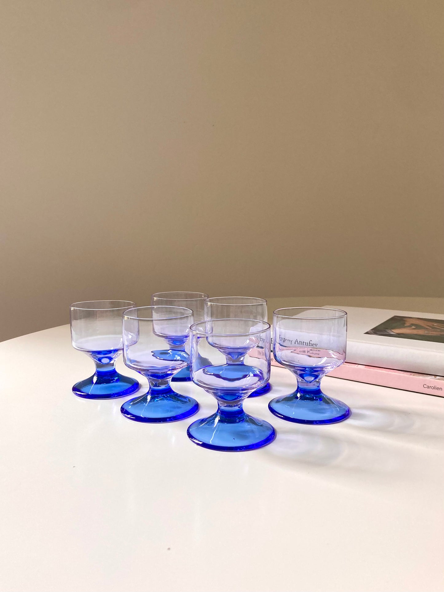 Set of 6 purple and blue bitter glasses