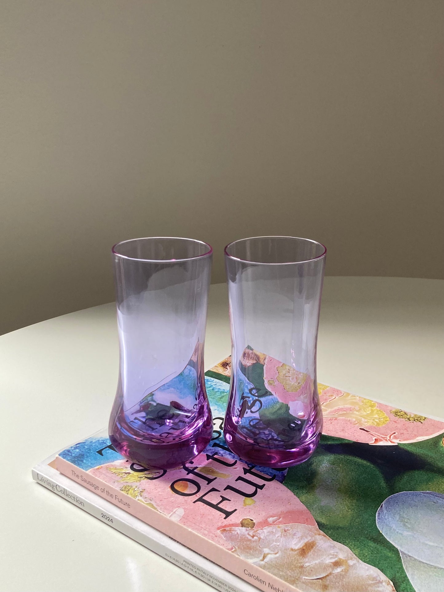 Ensemble de 4 grands verres en verre alexandrite