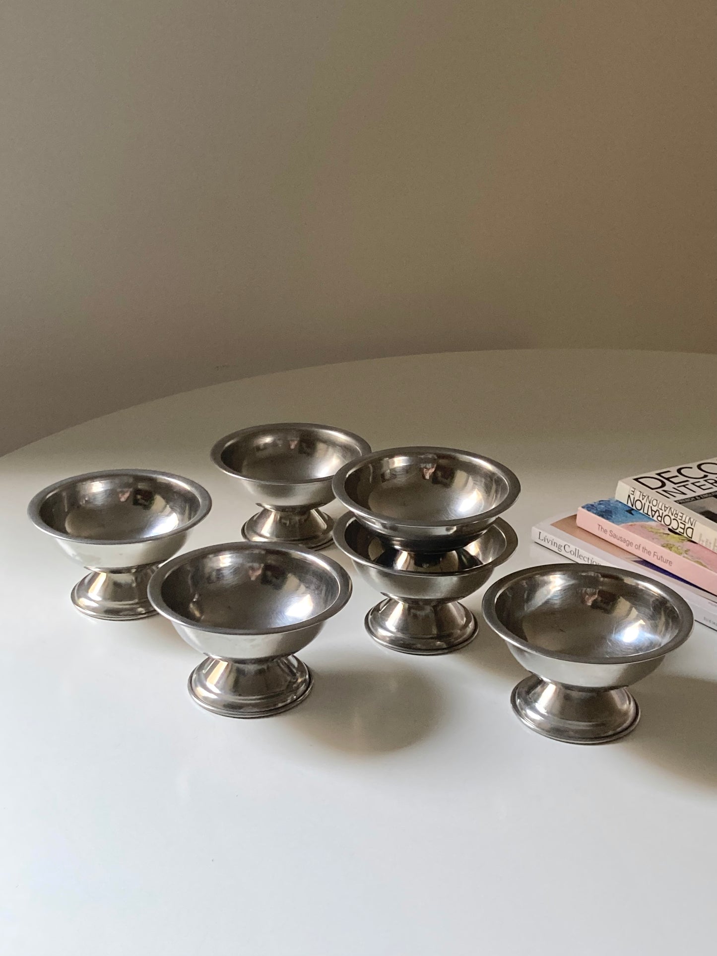 Set di 6 coppette vintage in acciaio