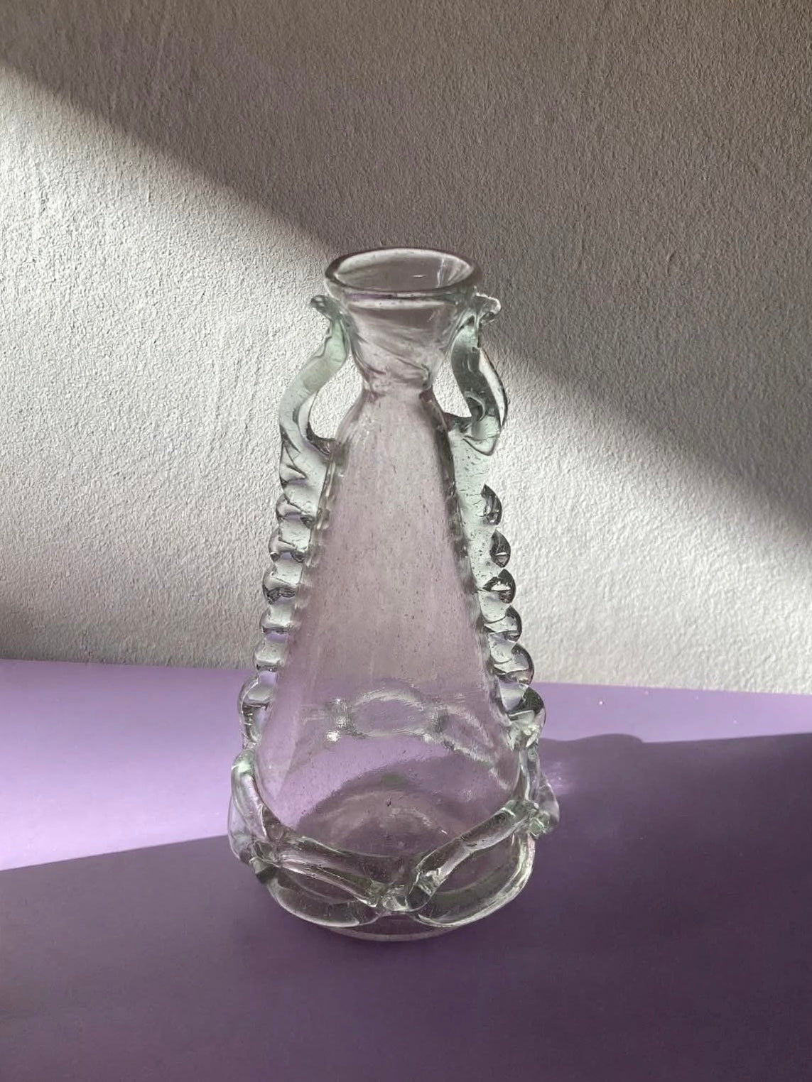 Vaso rosa di Murano vintage con greca