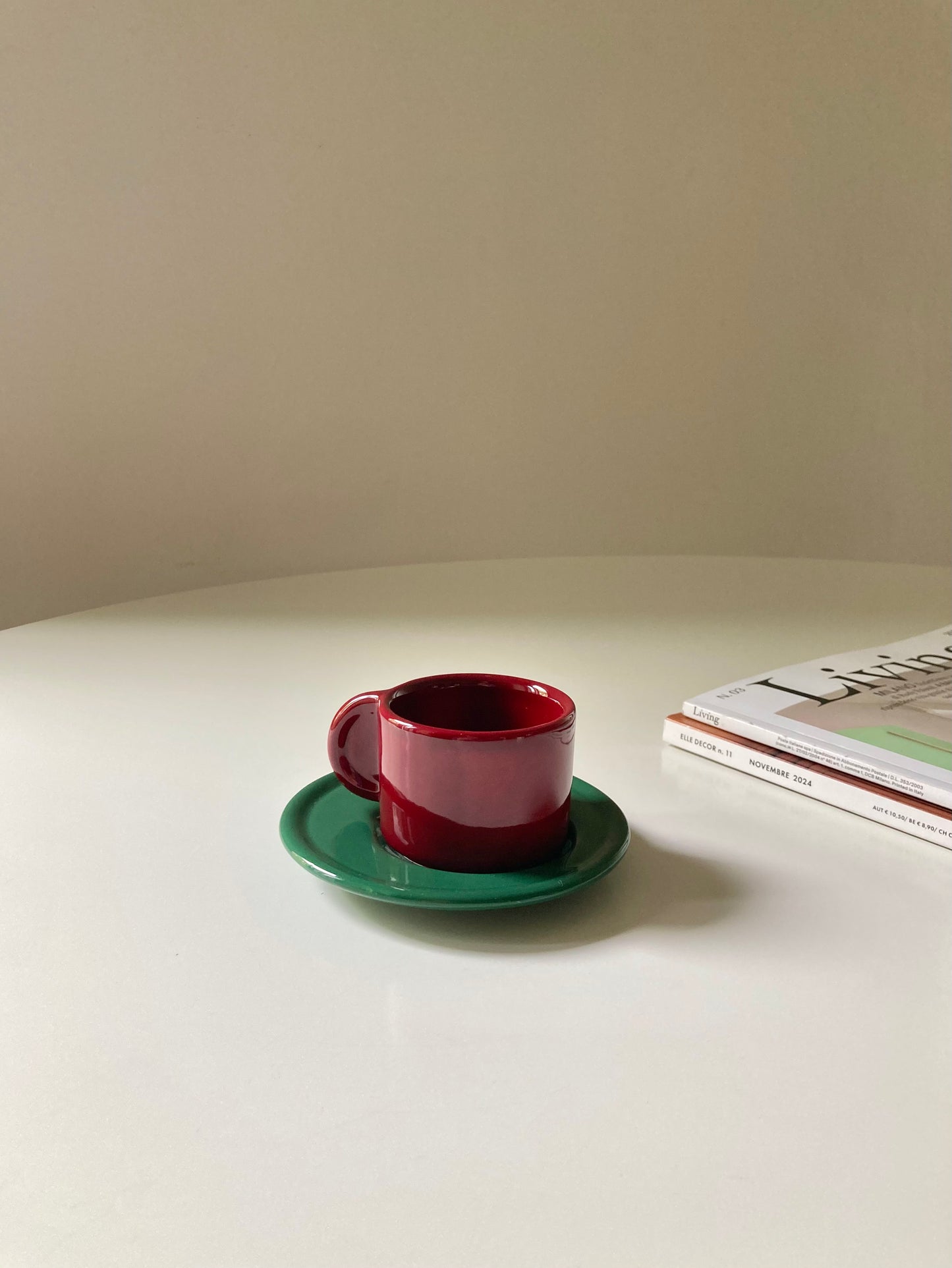 Set 4 tazzine da caffè rosse e verdi