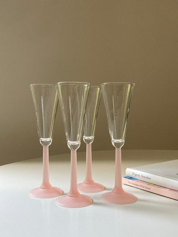 Set 4 flute stelo rosa satinato