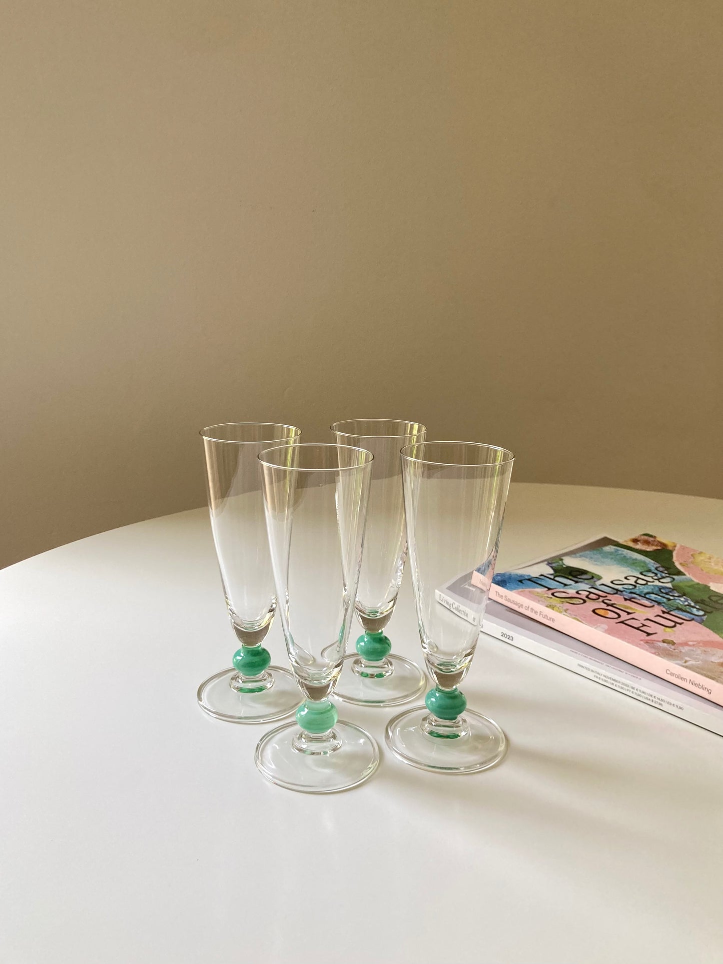 Set of 6 flutes with turquoise detail