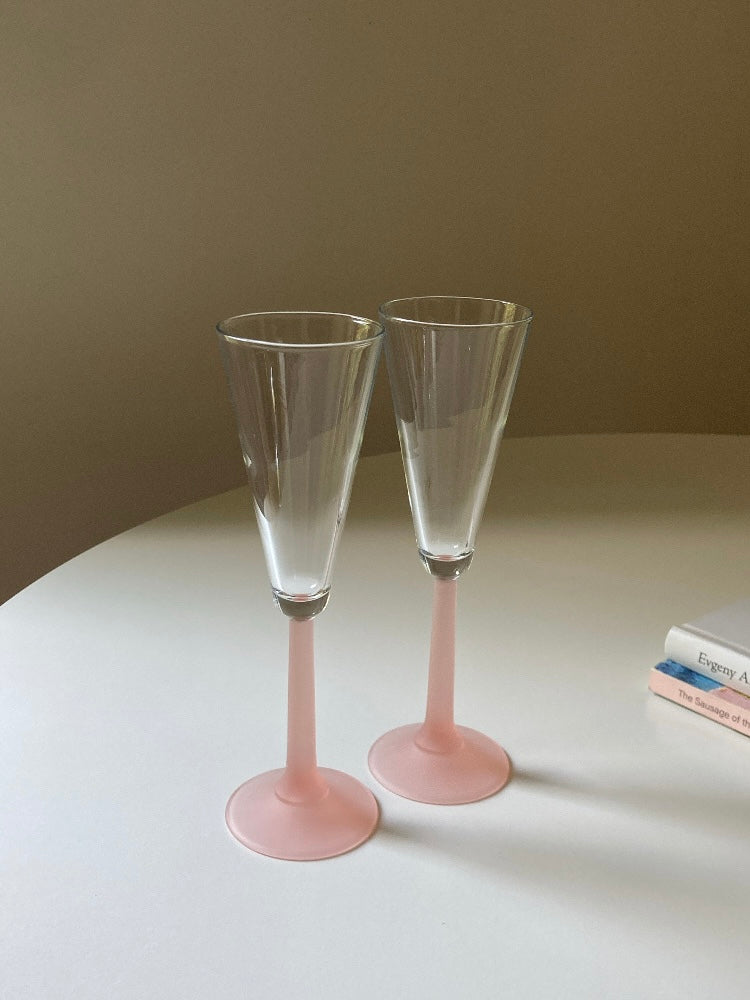 Set 4 flute stelo rosa satinato