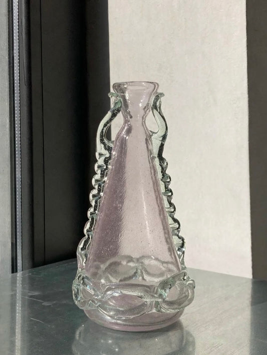 Vaso rosa di Murano vintage con greca