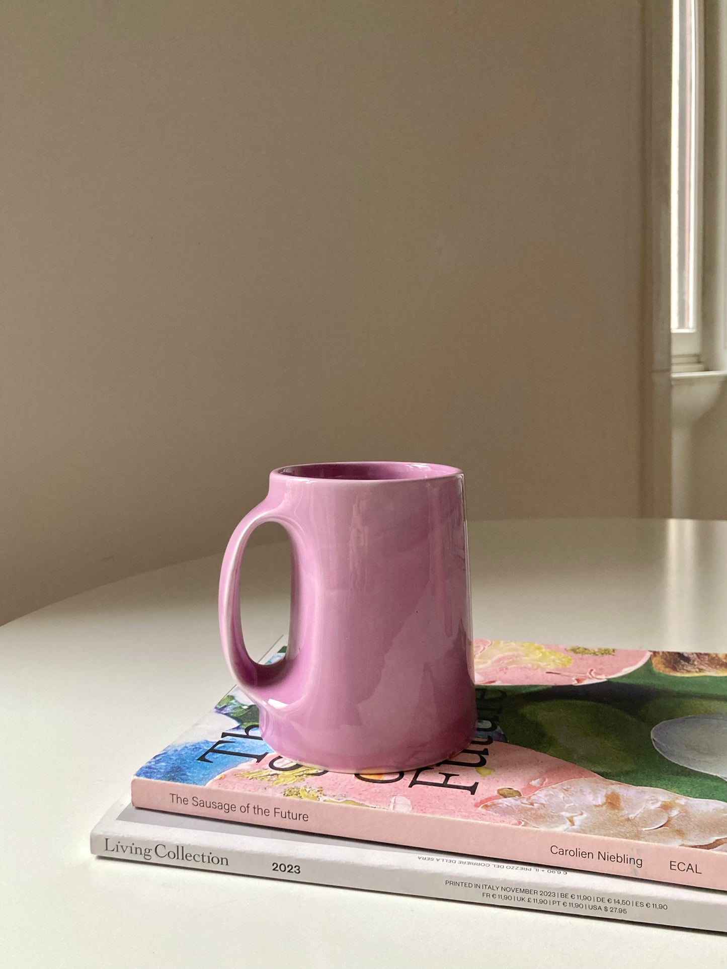 Vaso con manico lilla