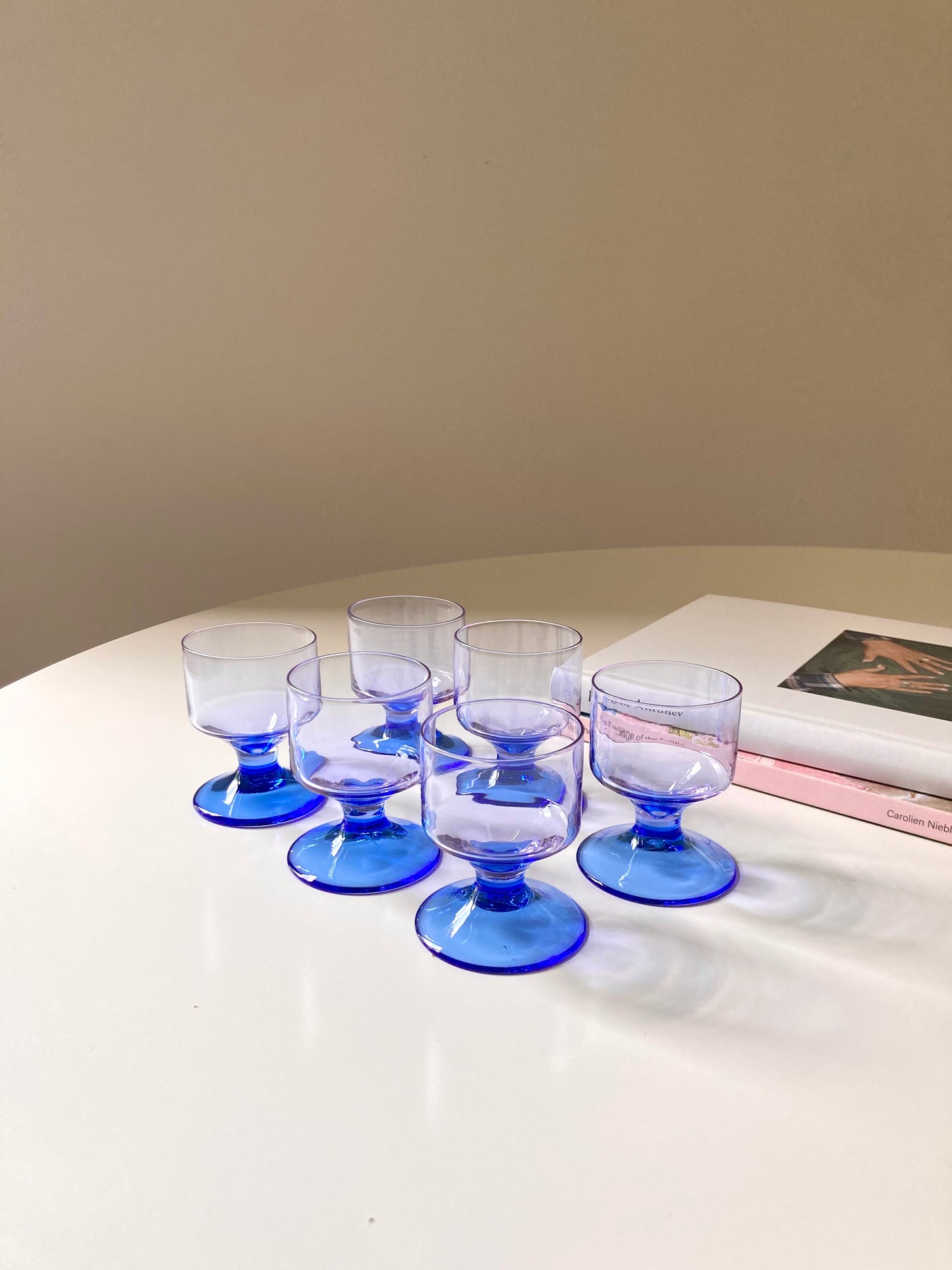 Set of 6 purple and blue bitter glasses