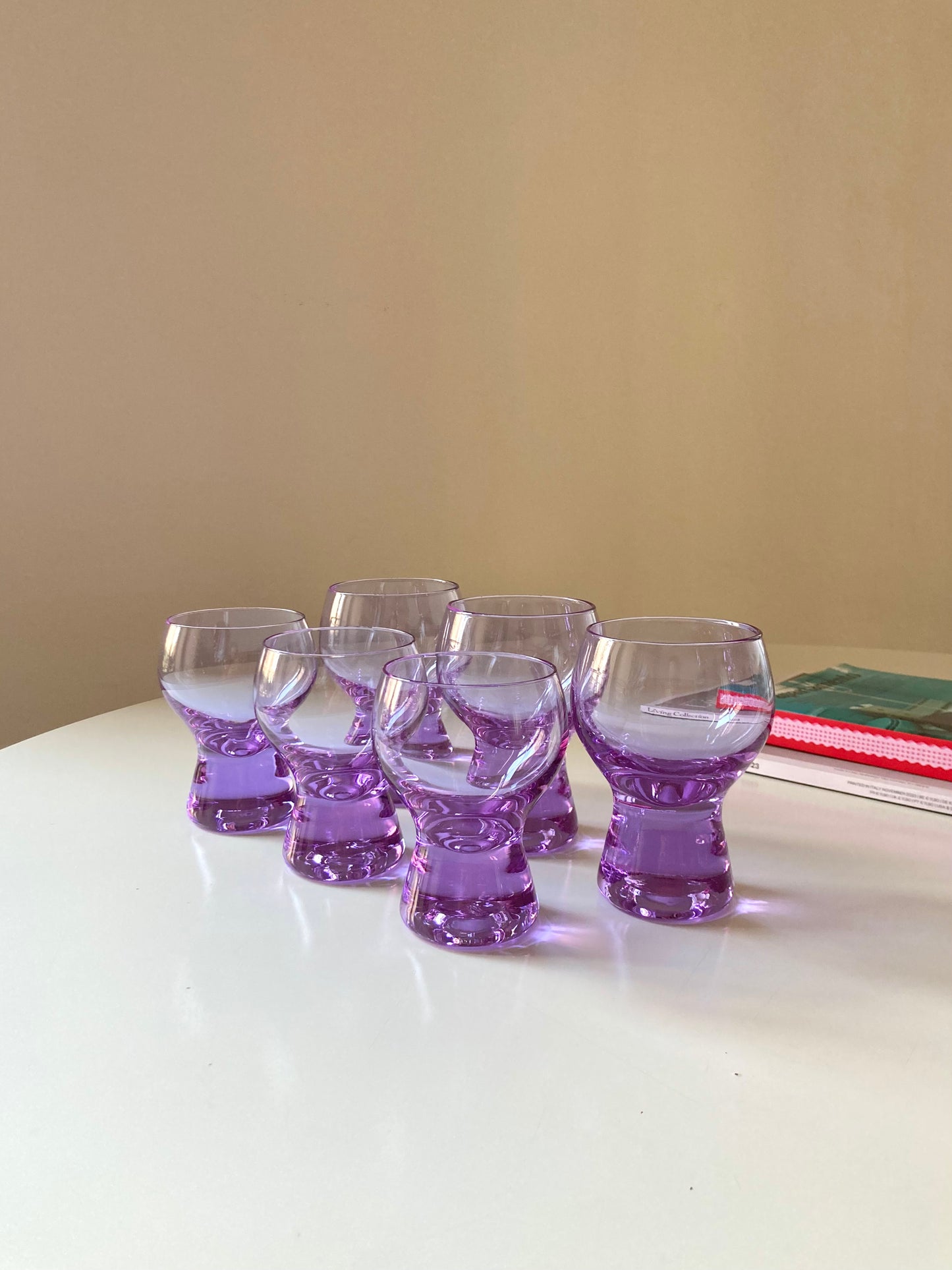 Set of vintage alexandrite glass stemware