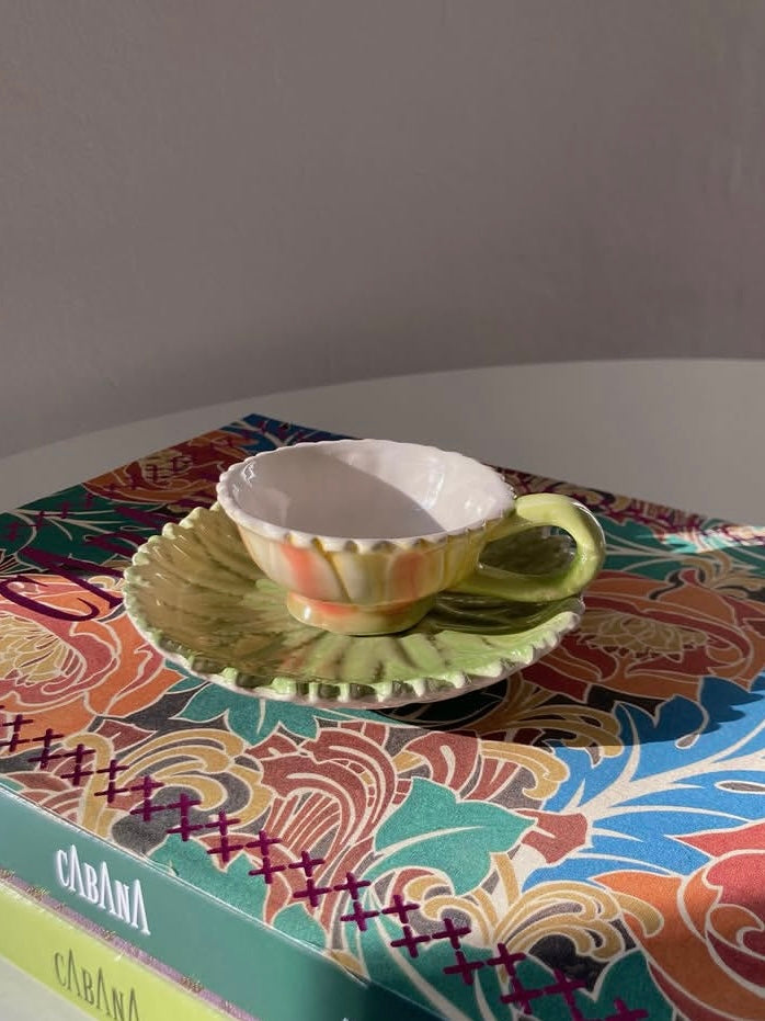 Set di 4 tazzine a fiore in ceramica