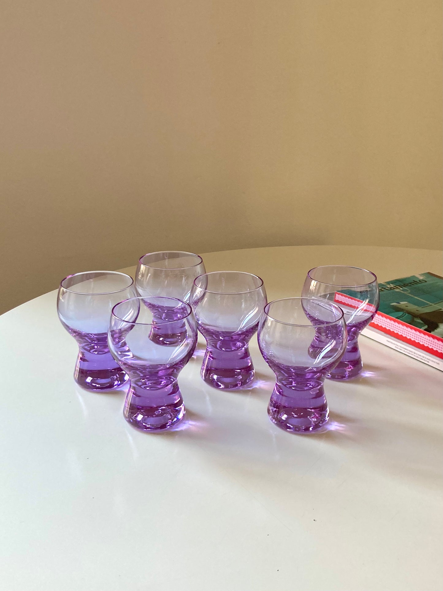 Set of vintage alexandrite glass stemware