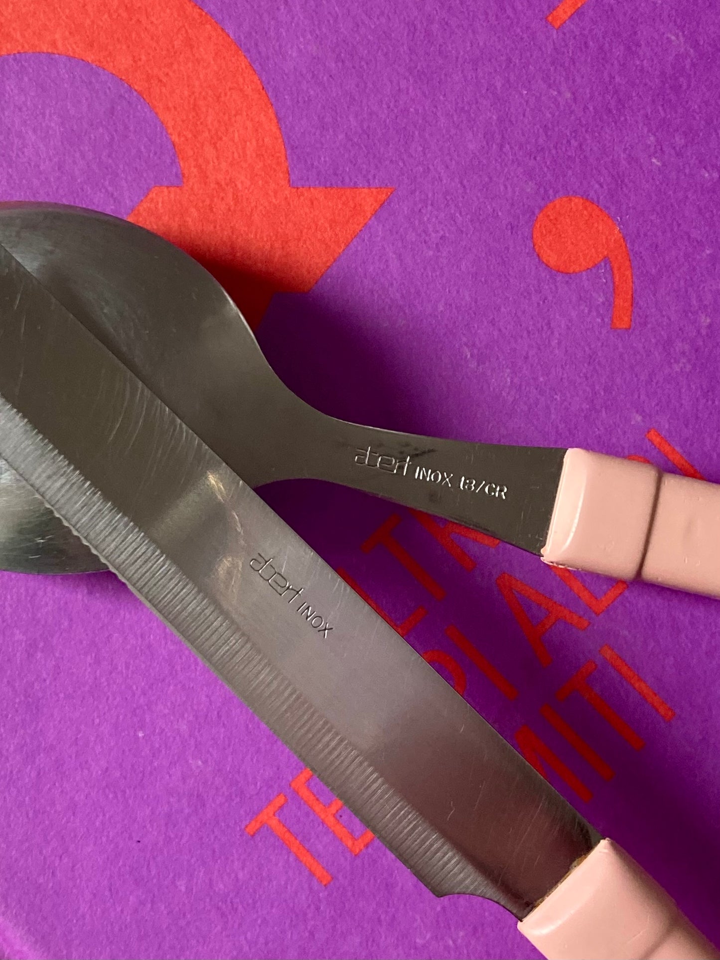 Set 8 posate Abert con manico rosa