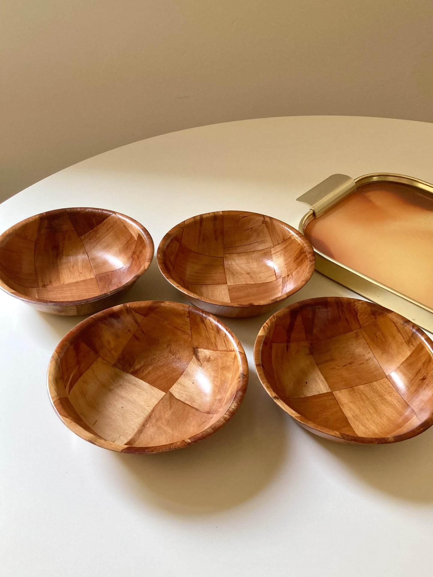 Set di 4 ciotole vintage in legno