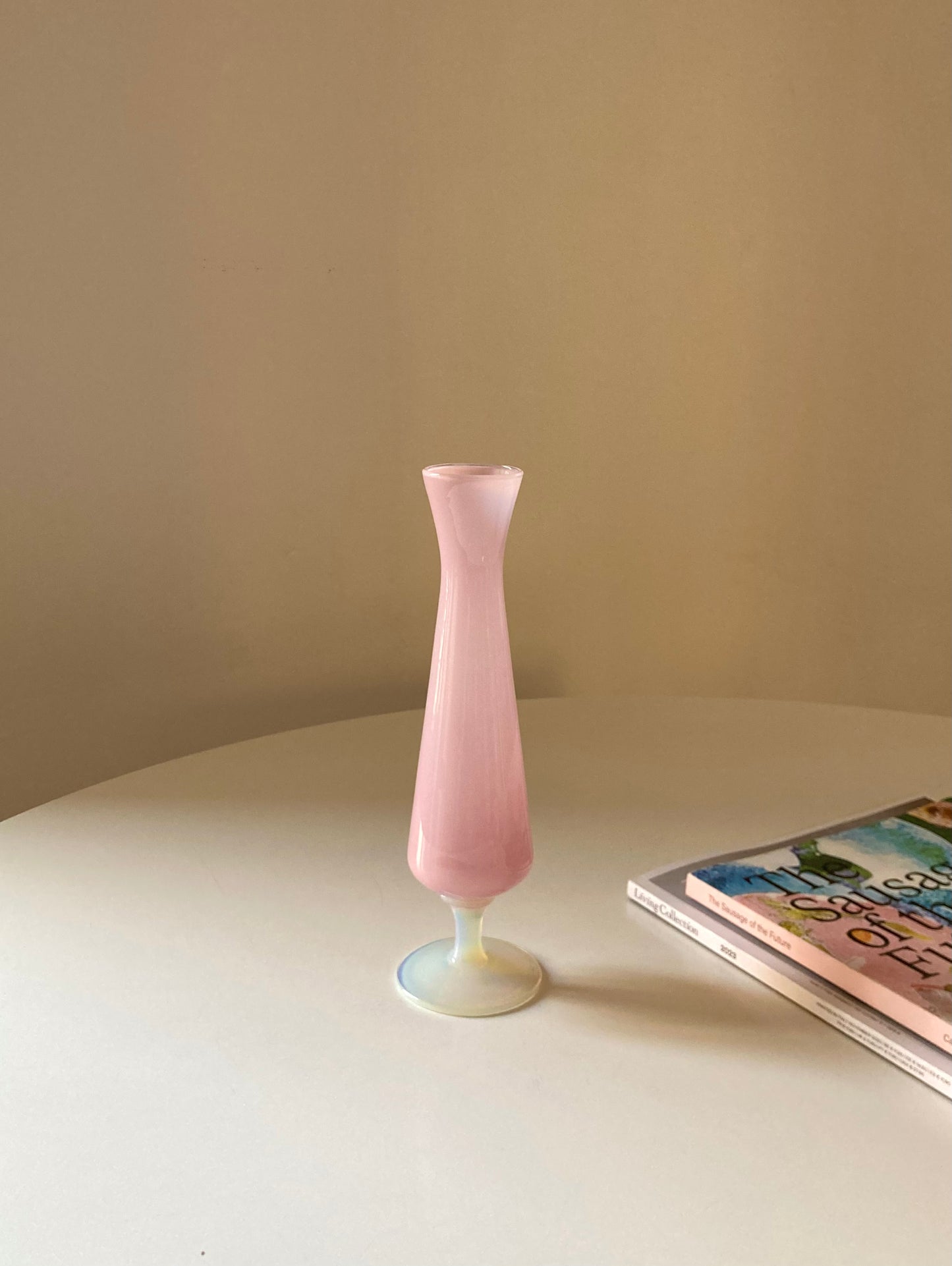 Pink opaline glass vase