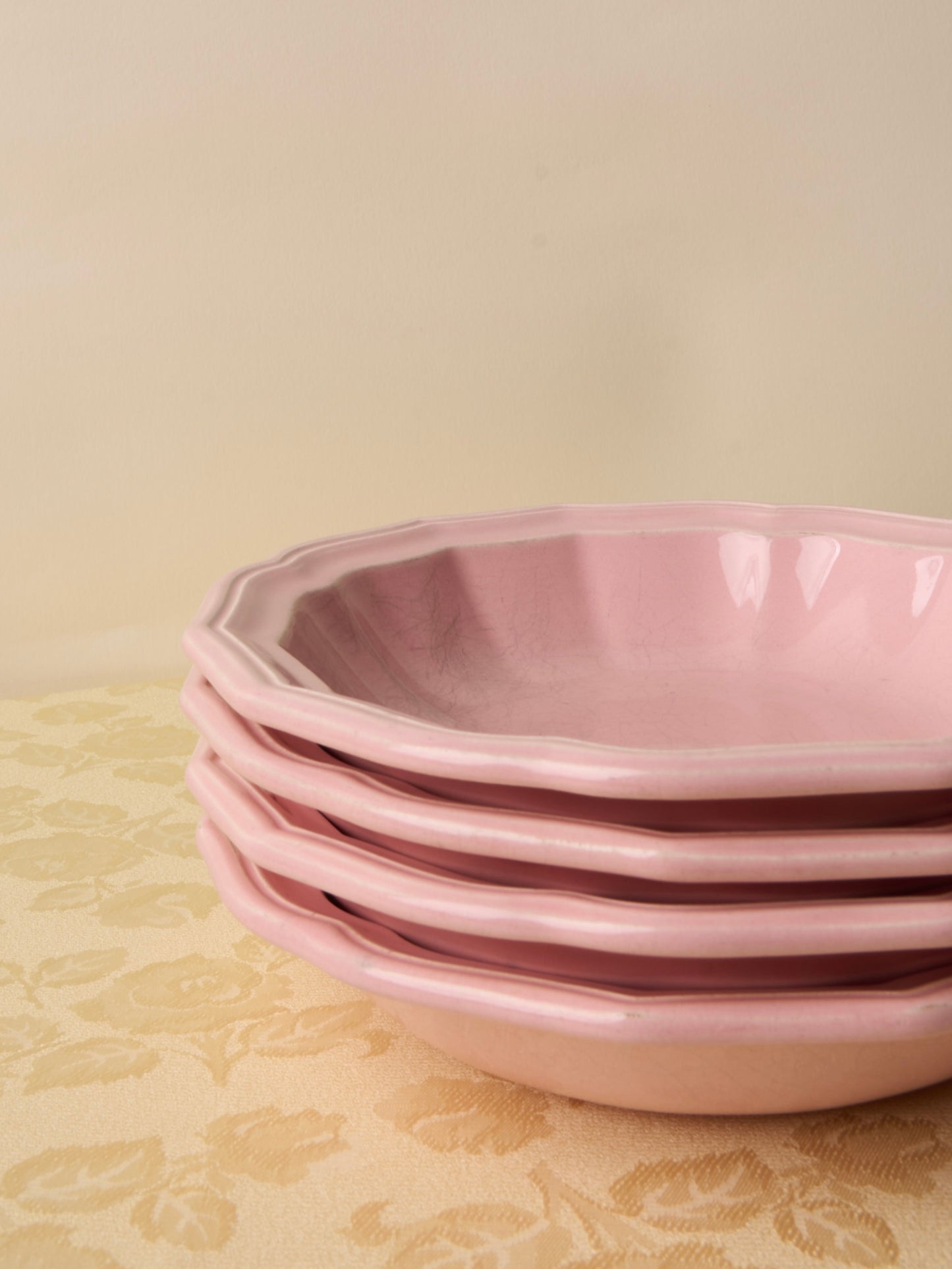 Set of 4 pink French ceramic bowls