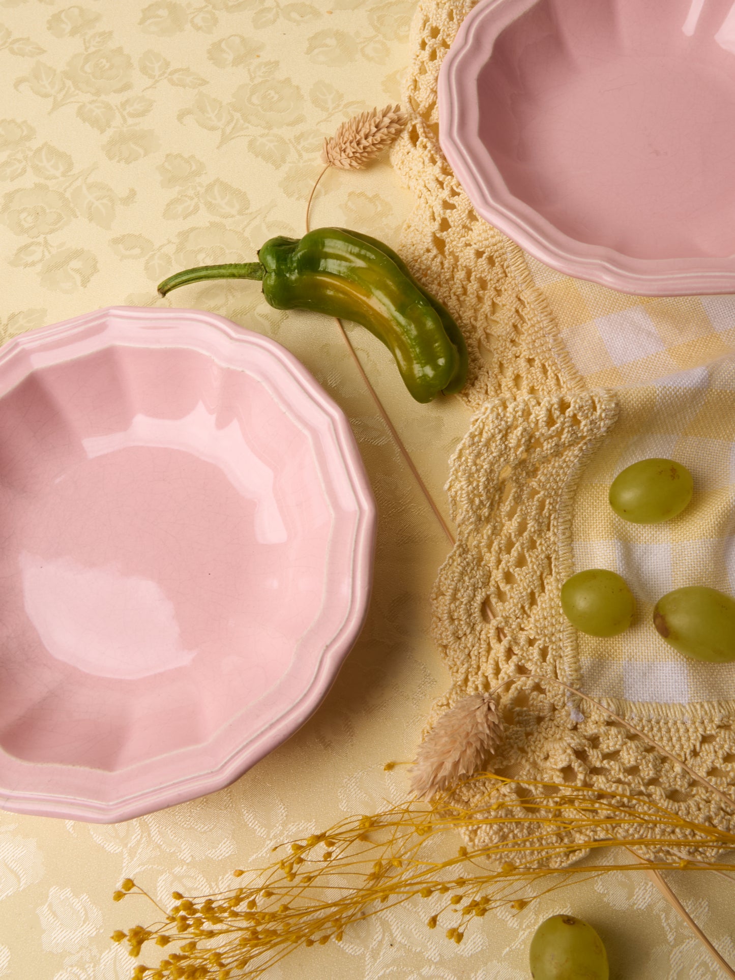 Set of 4 pink French ceramic bowls