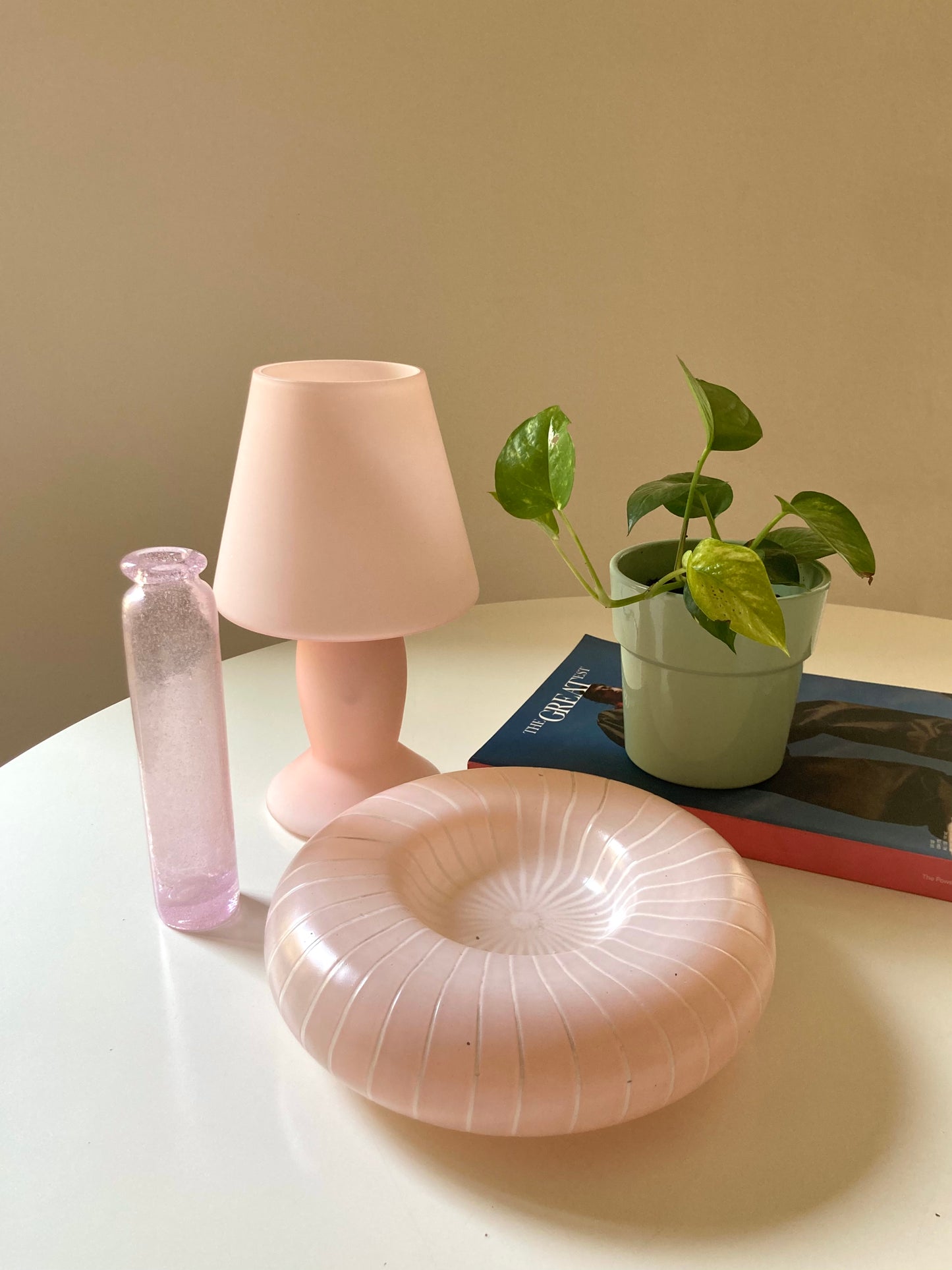 Pastel pink glass lamp