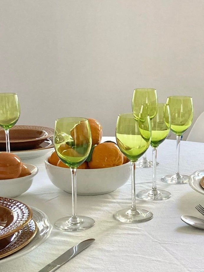 Set di 6 calici vintage francesi verdi