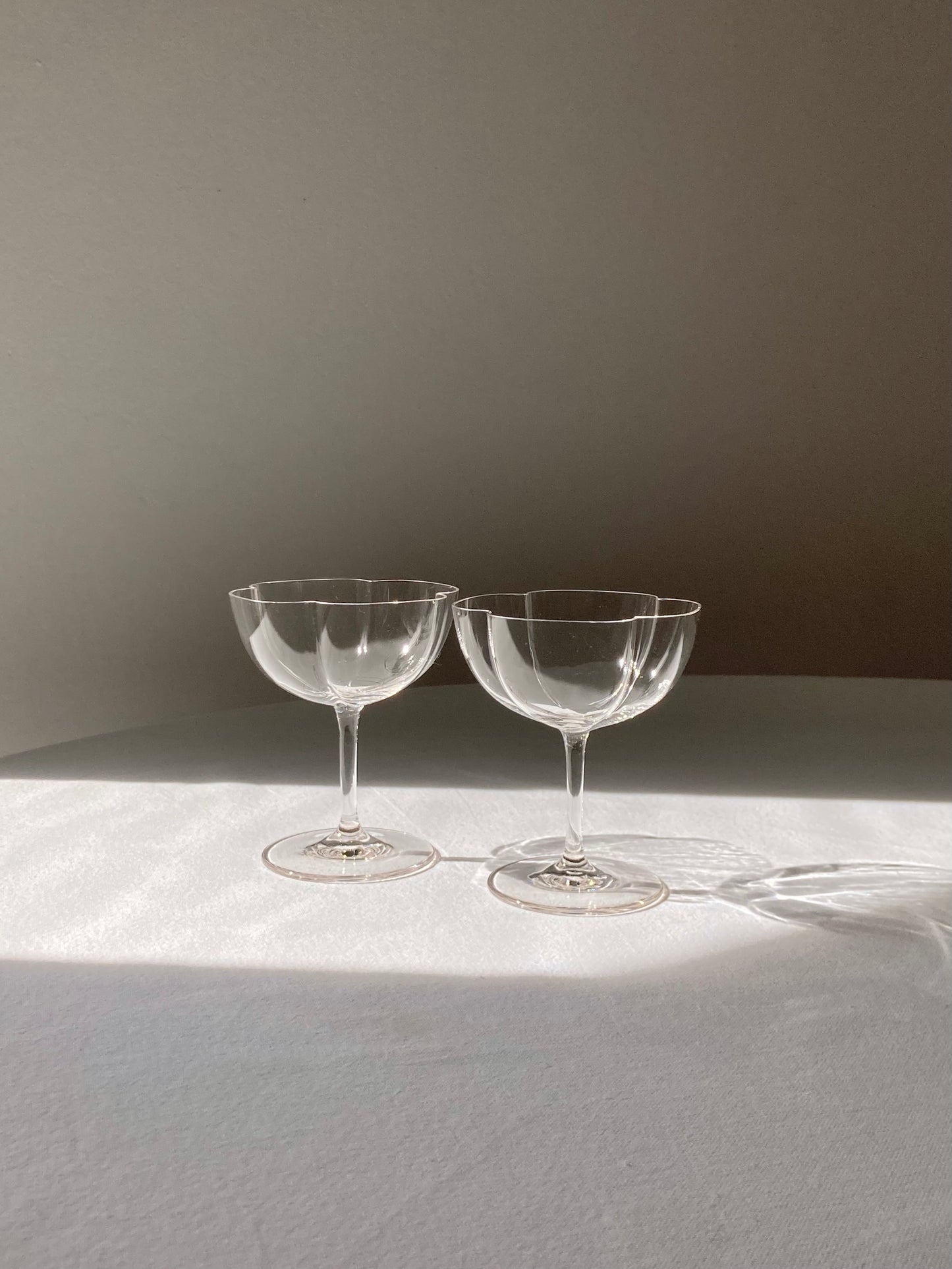 Flower-shaped blown glass goblets