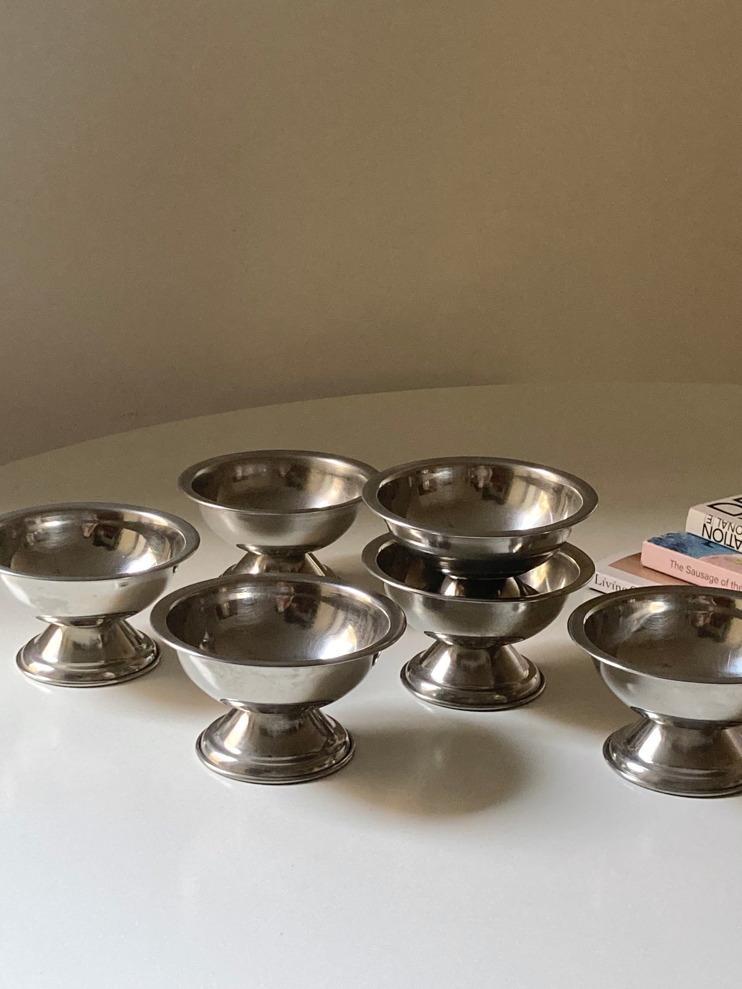 Set di 6 coppette vintage in acciaio