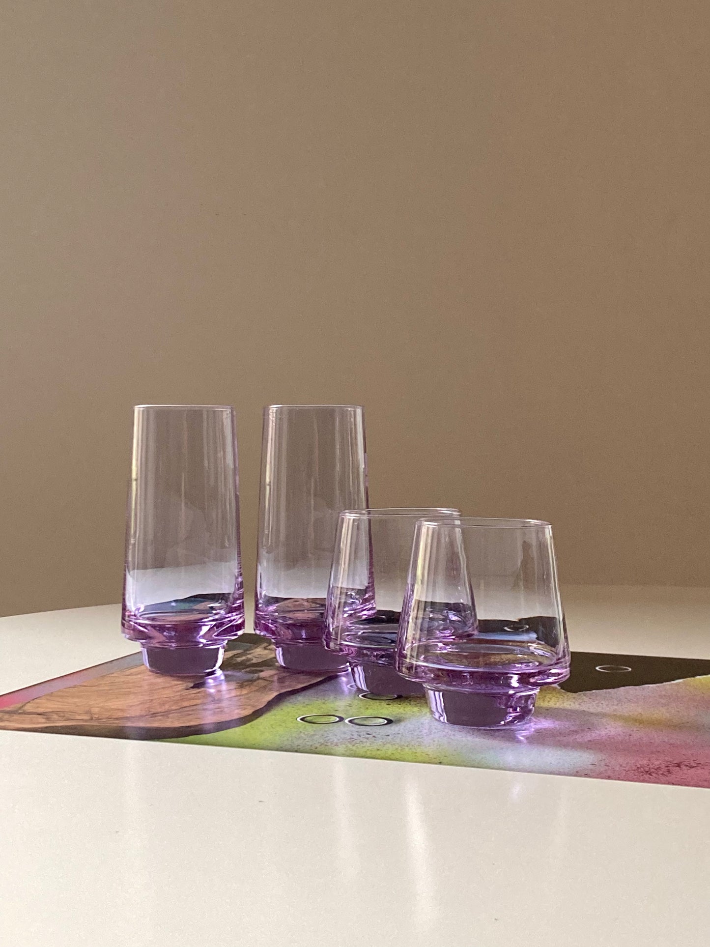 Vintage alexandrite glass tumblers set