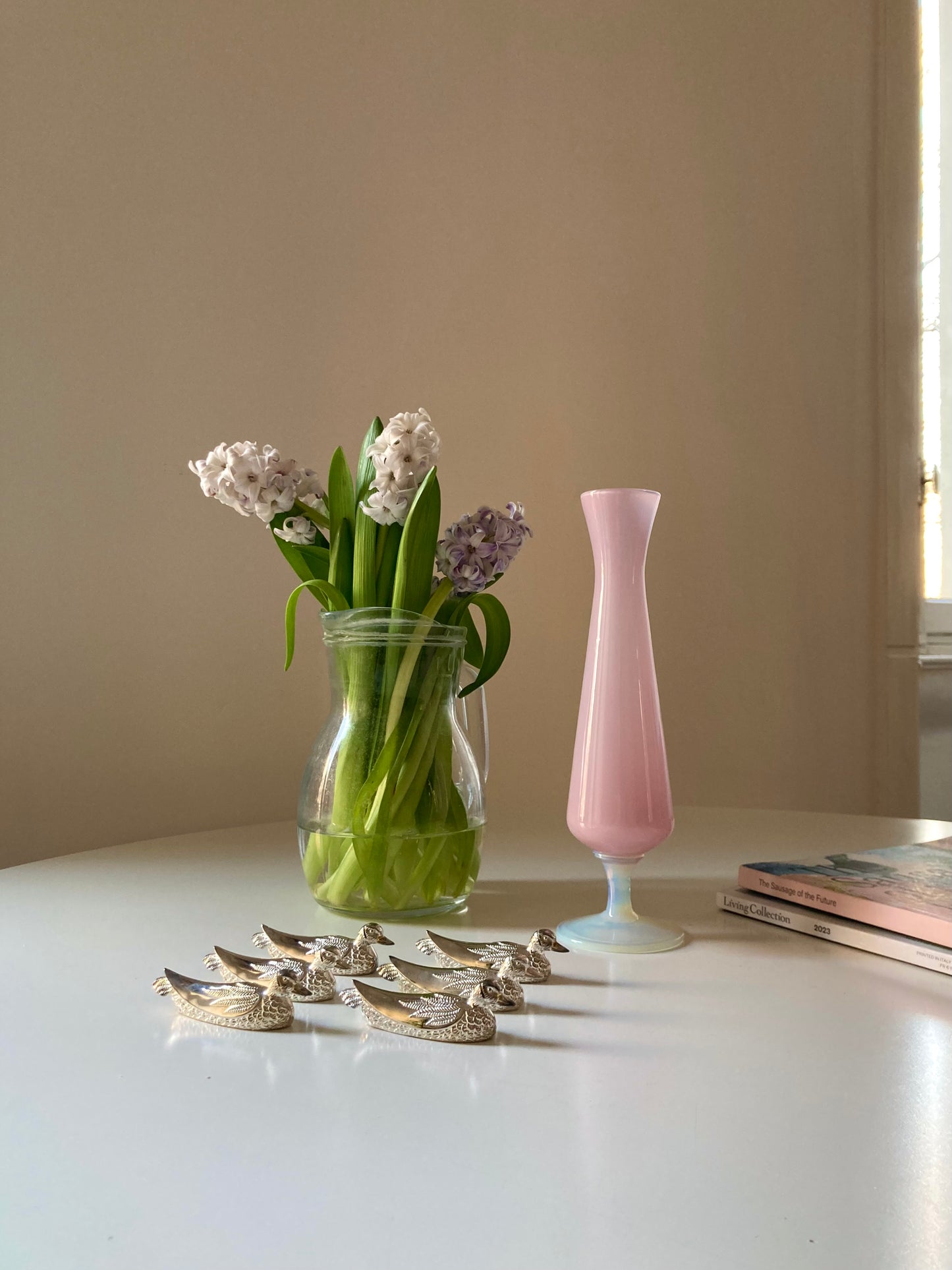 Pink opaline glass vase