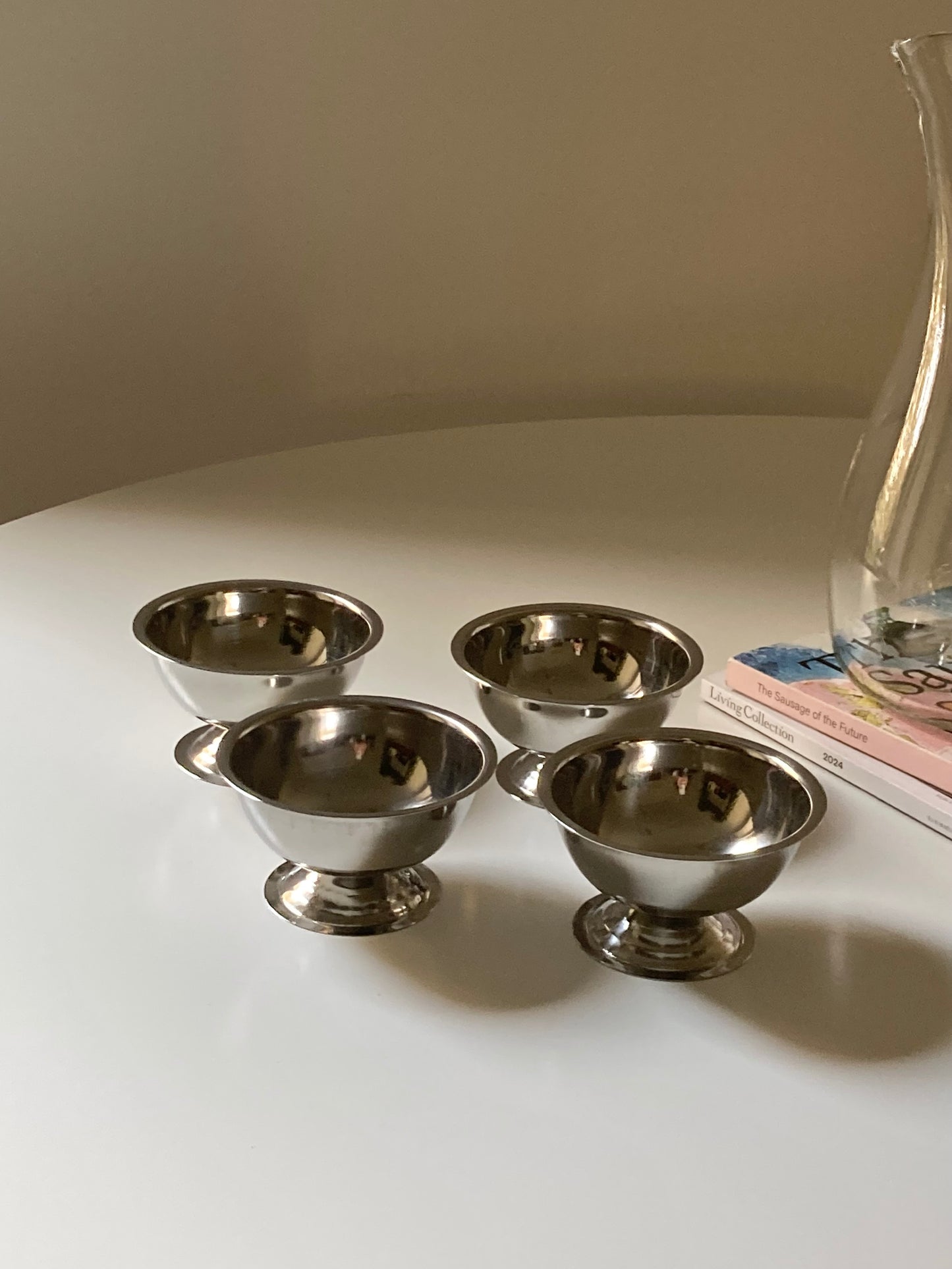 Set 4 coppette vintage in acciaio