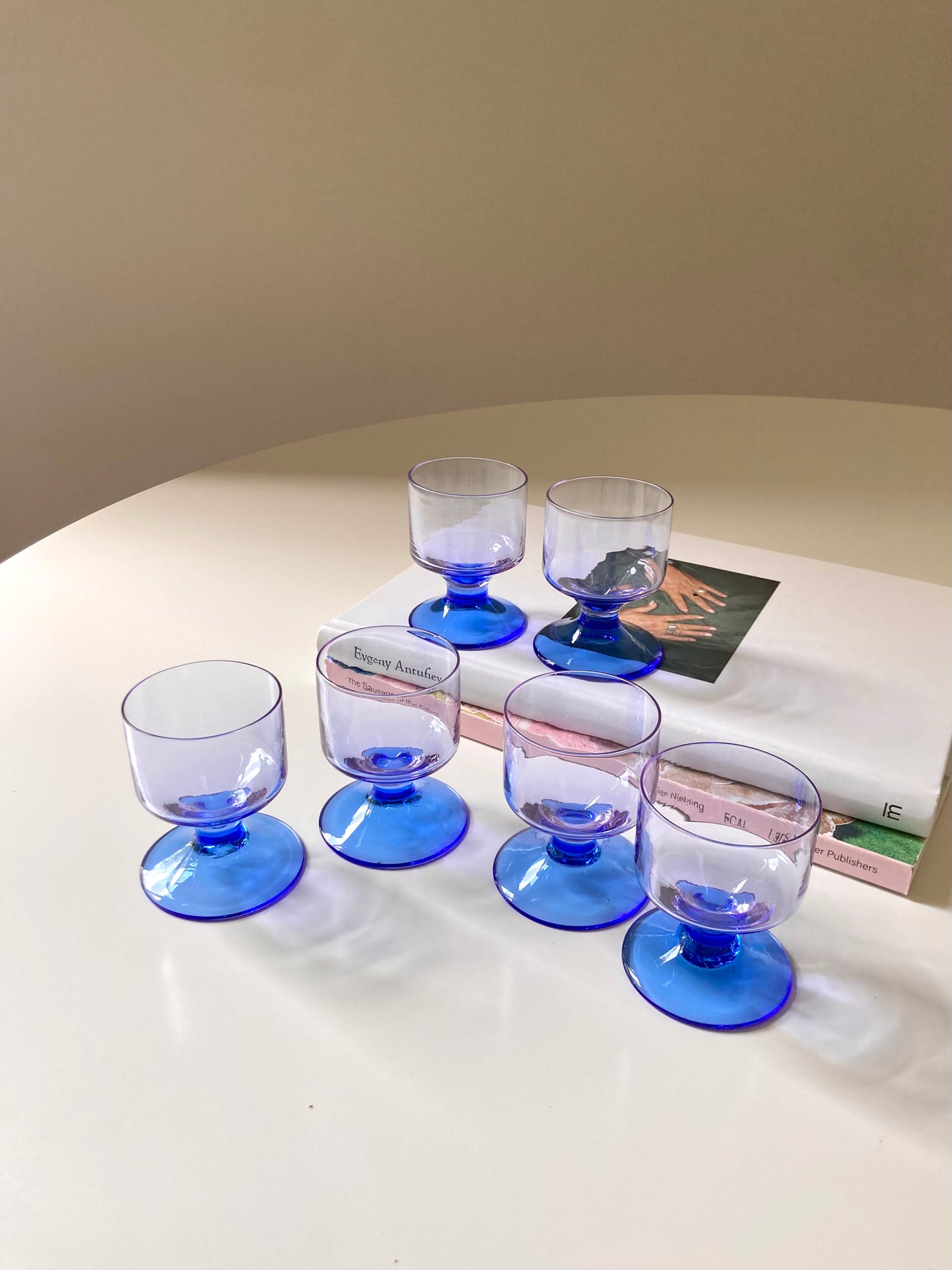 Set of 6 purple and blue bitter glasses