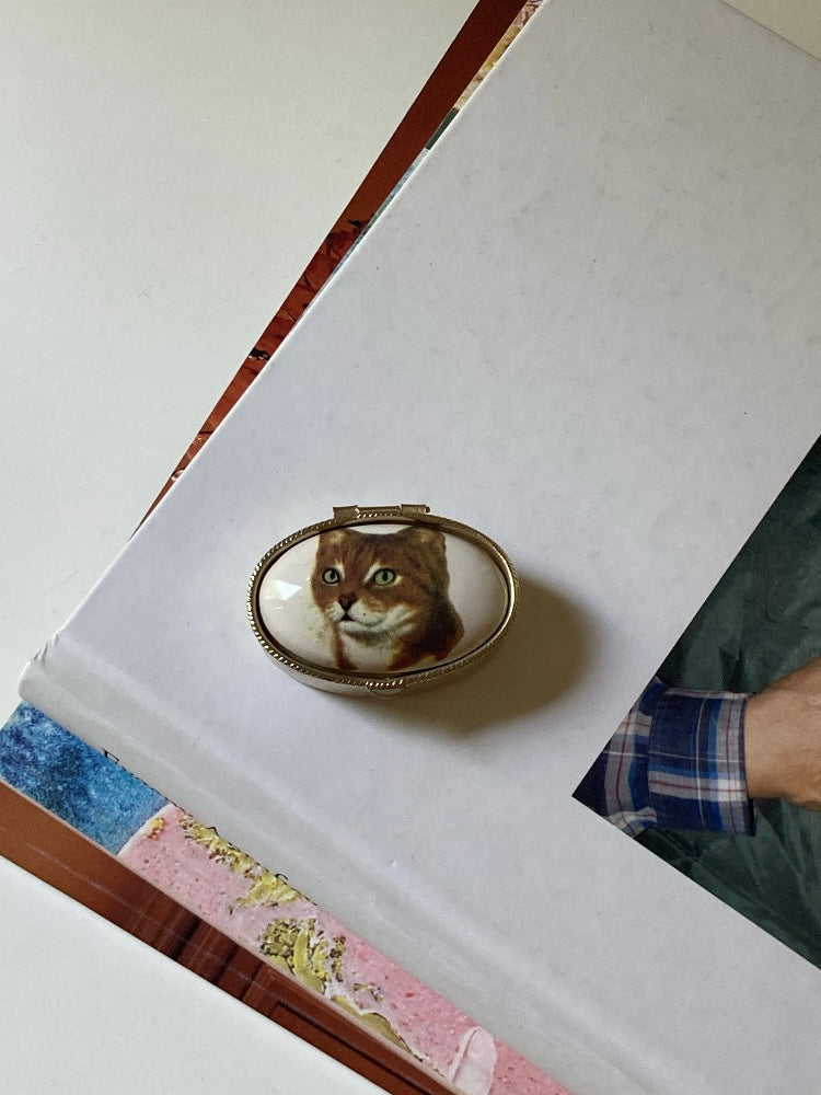 Portapillole vintage con gatto rosso