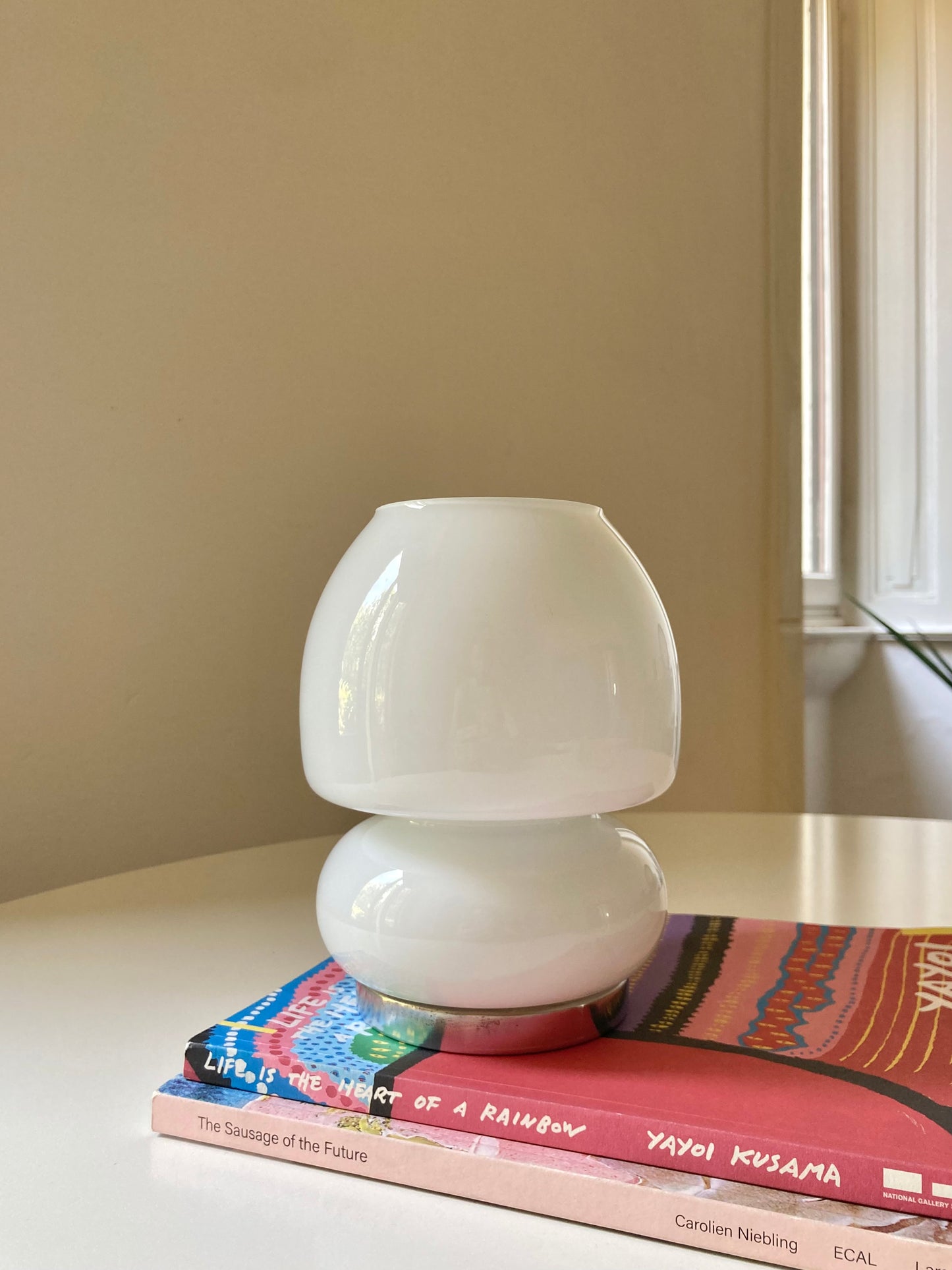 White vintage mushroom lamp