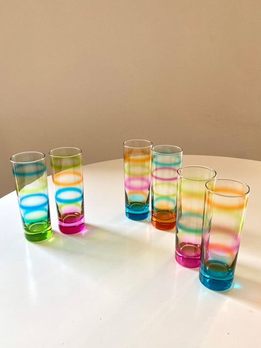 Set of 6 colored tall glasses