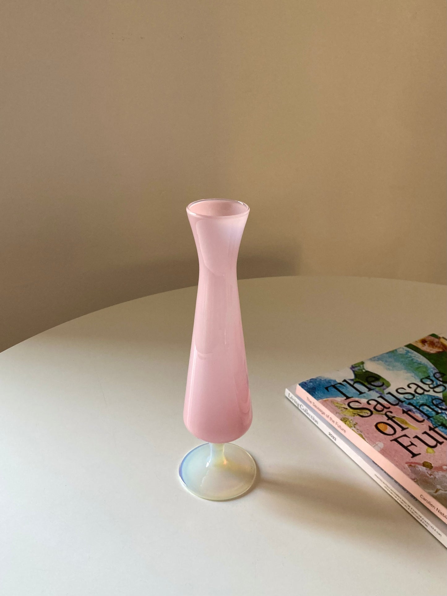 Pink opaline glass vase