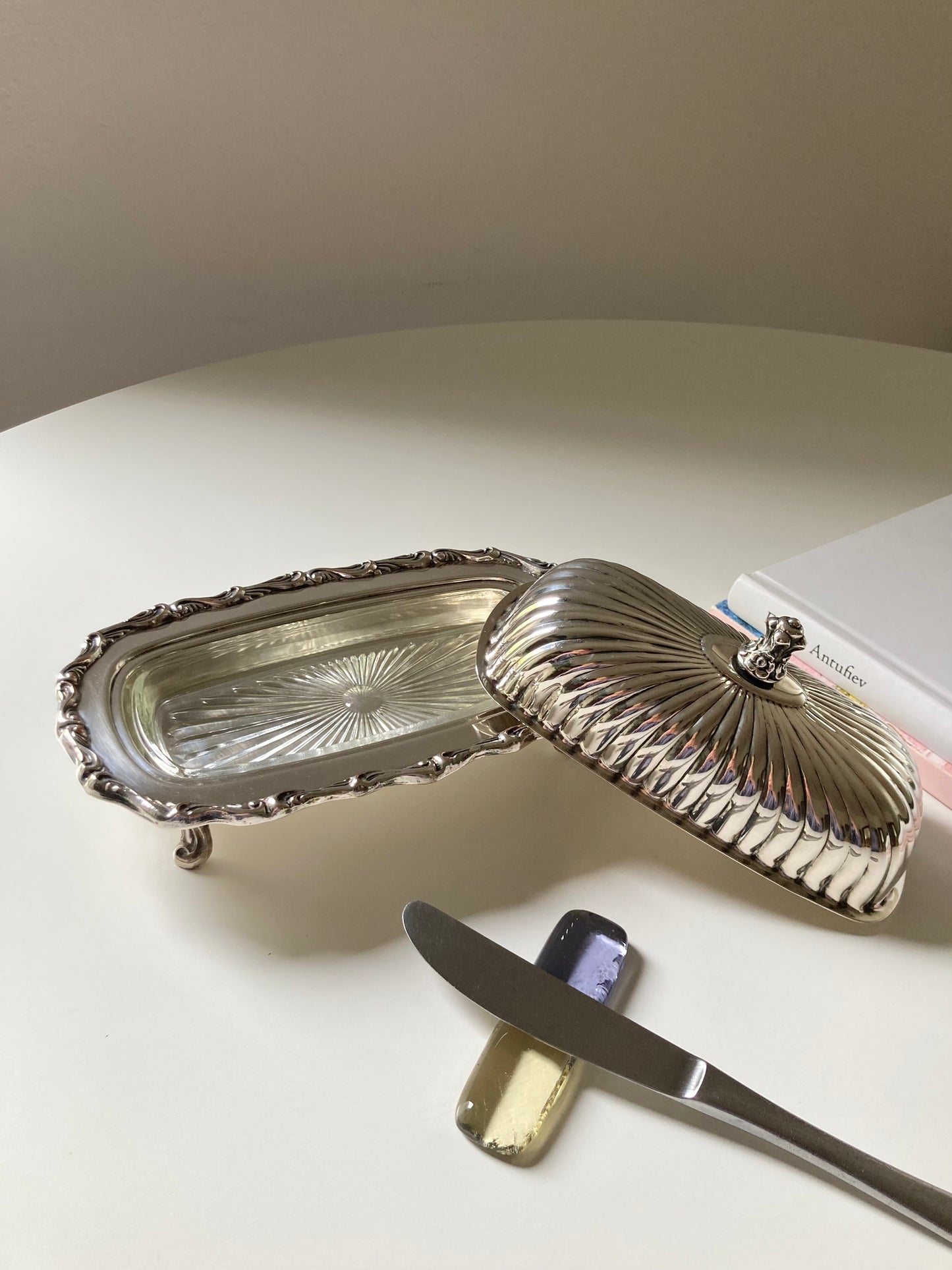 Burriera vintage placcata argento