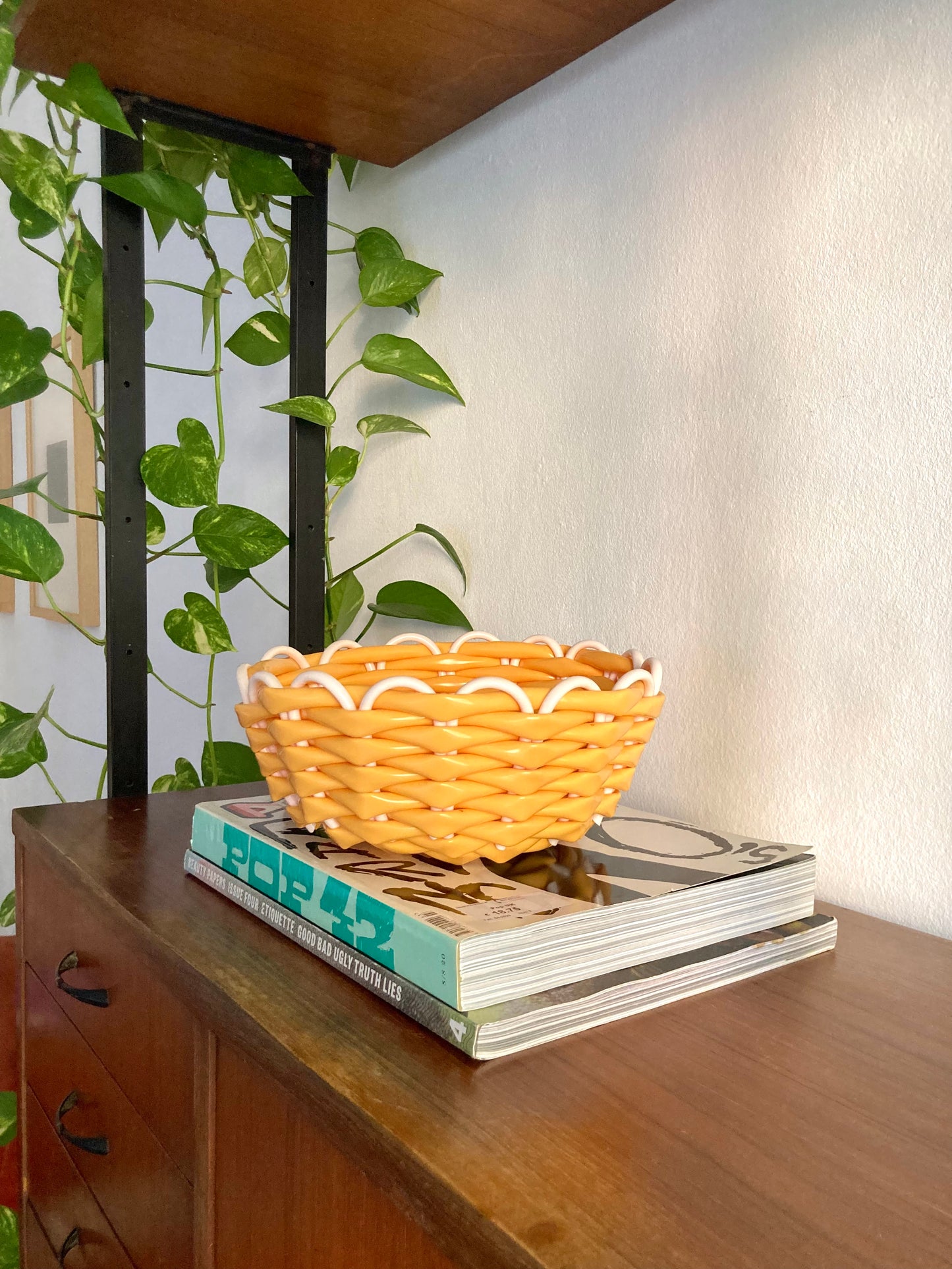 Handmade plastic woven basket